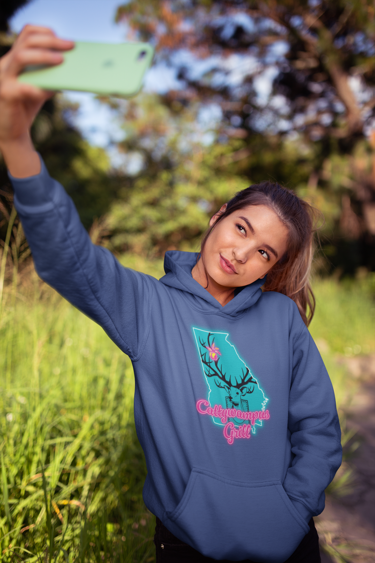 Catty State Unisex College Hoodie product thumbnail image Catty State Unisex College Hoodie product thumbnail image