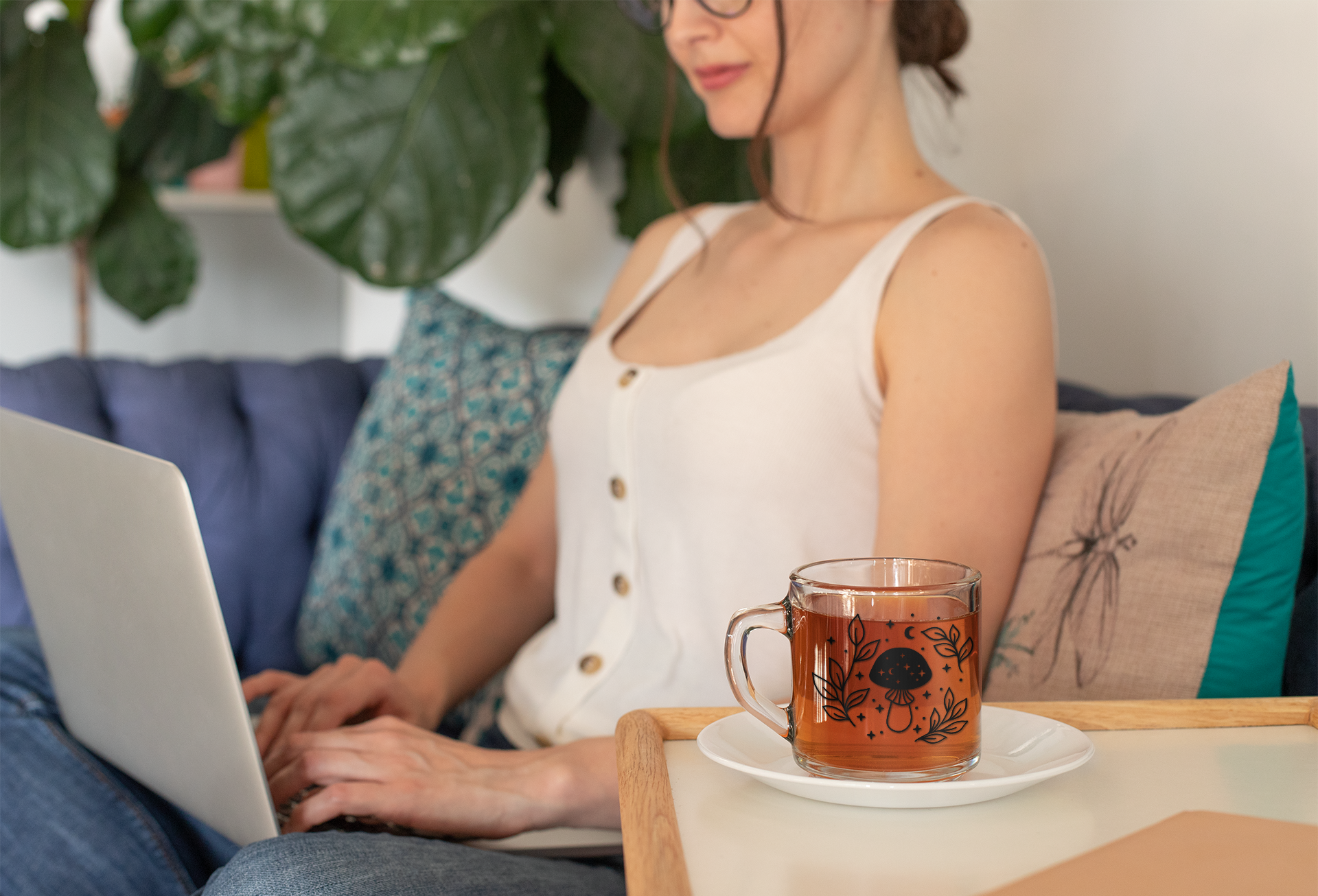 Mushroom Glass Mug 10oz product thumbnail image Mushroom Glass Mug 10oz product thumbnail image
