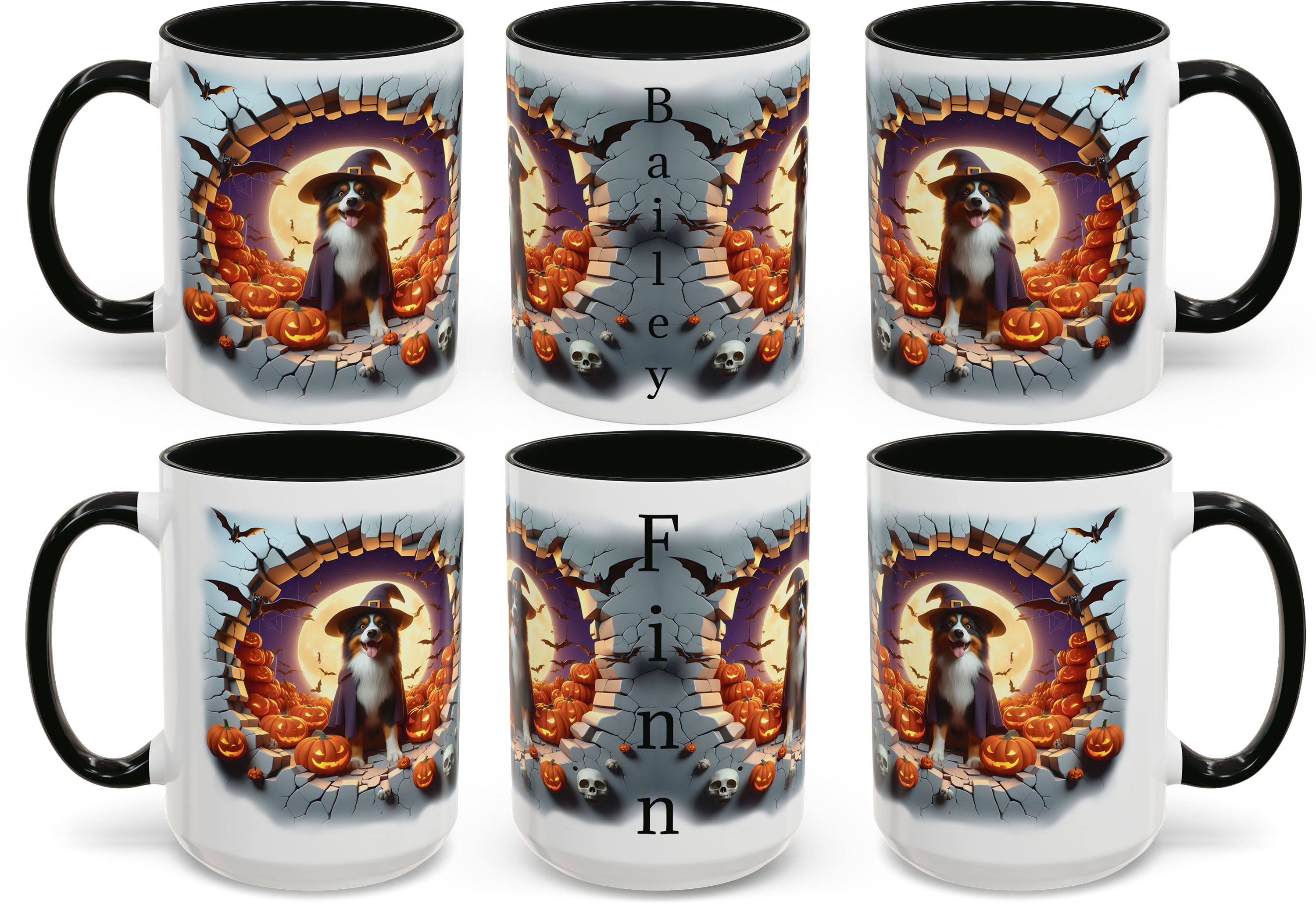 Halloween-Themed Australian Shepherds Dog Design for 11oz and 15oz Accent Mugs product thumbnail image Halloween-Themed Australian Shepherds Dog Design for 11oz and 15oz Accent Mugs product thumbnail image