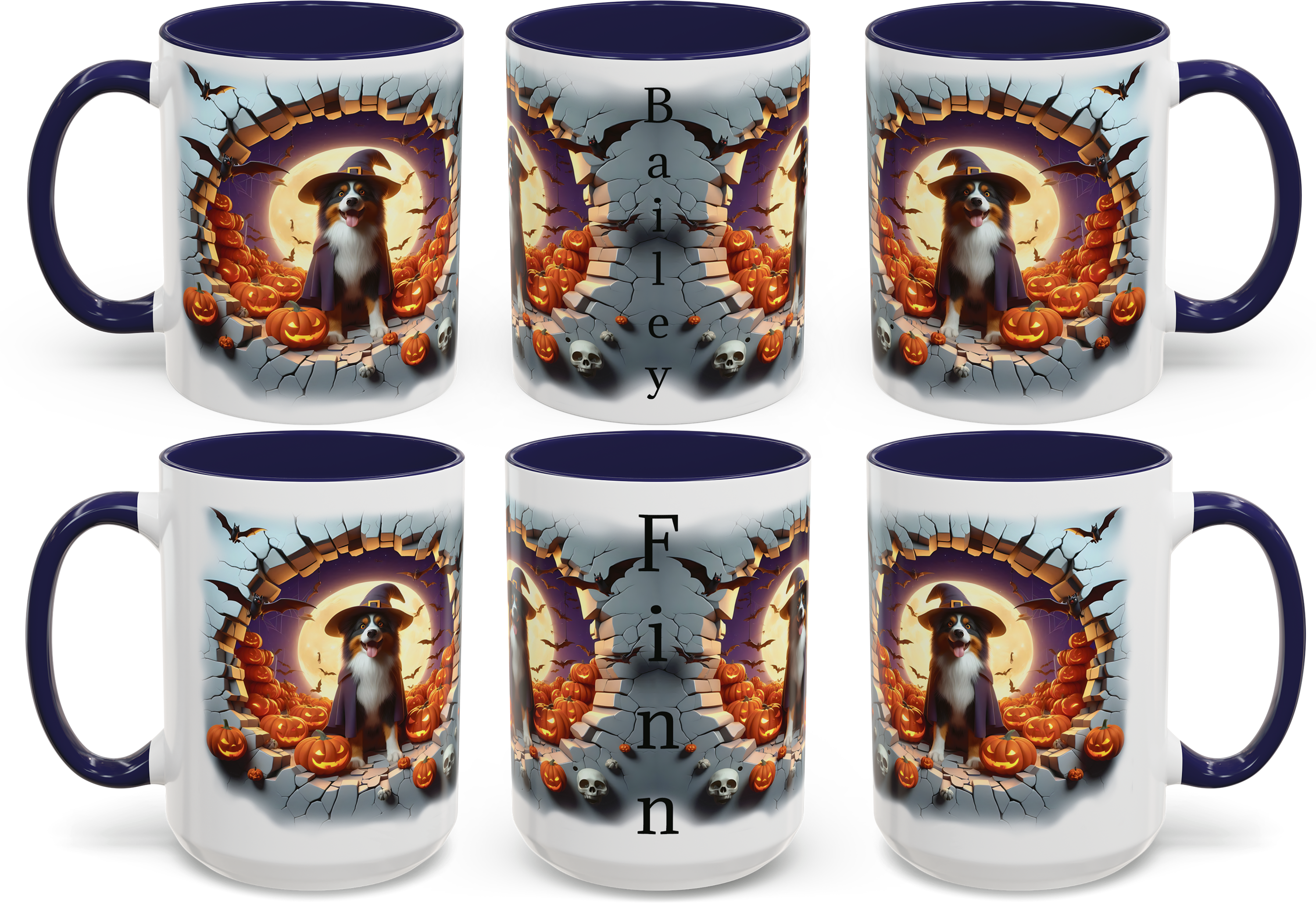 Halloween-Themed Australian Shepherds Dog Design for 11oz and 15oz Accent Mugs product thumbnail image Halloween-Themed Australian Shepherds Dog Design for 11oz and 15oz Accent Mugs product thumbnail image