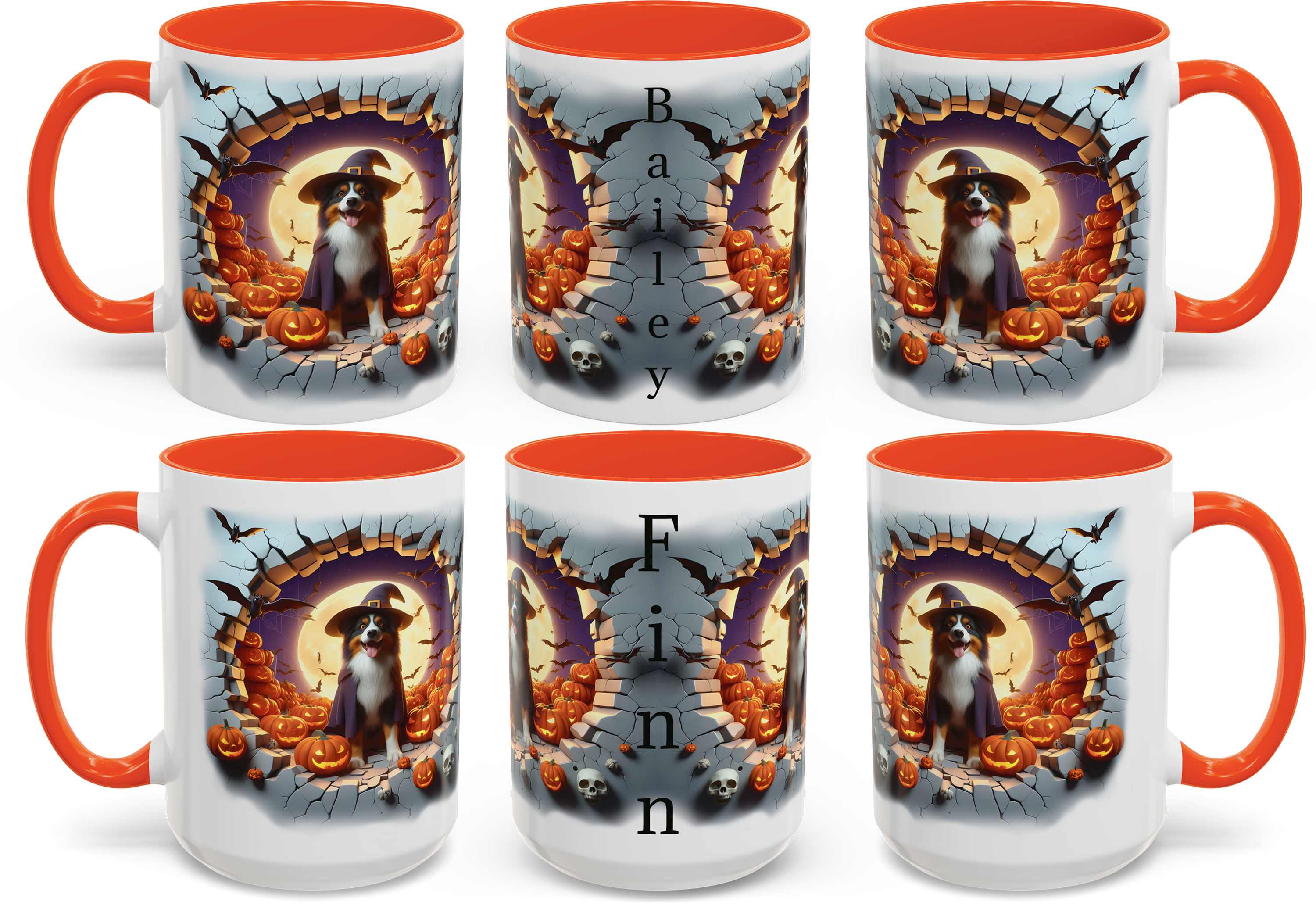 Halloween-Themed Australian Shepherds Dog Design for 11oz and 15oz Accent Mugs product thumbnail image Halloween-Themed Australian Shepherds Dog Design for 11oz and 15oz Accent Mugs product thumbnail image