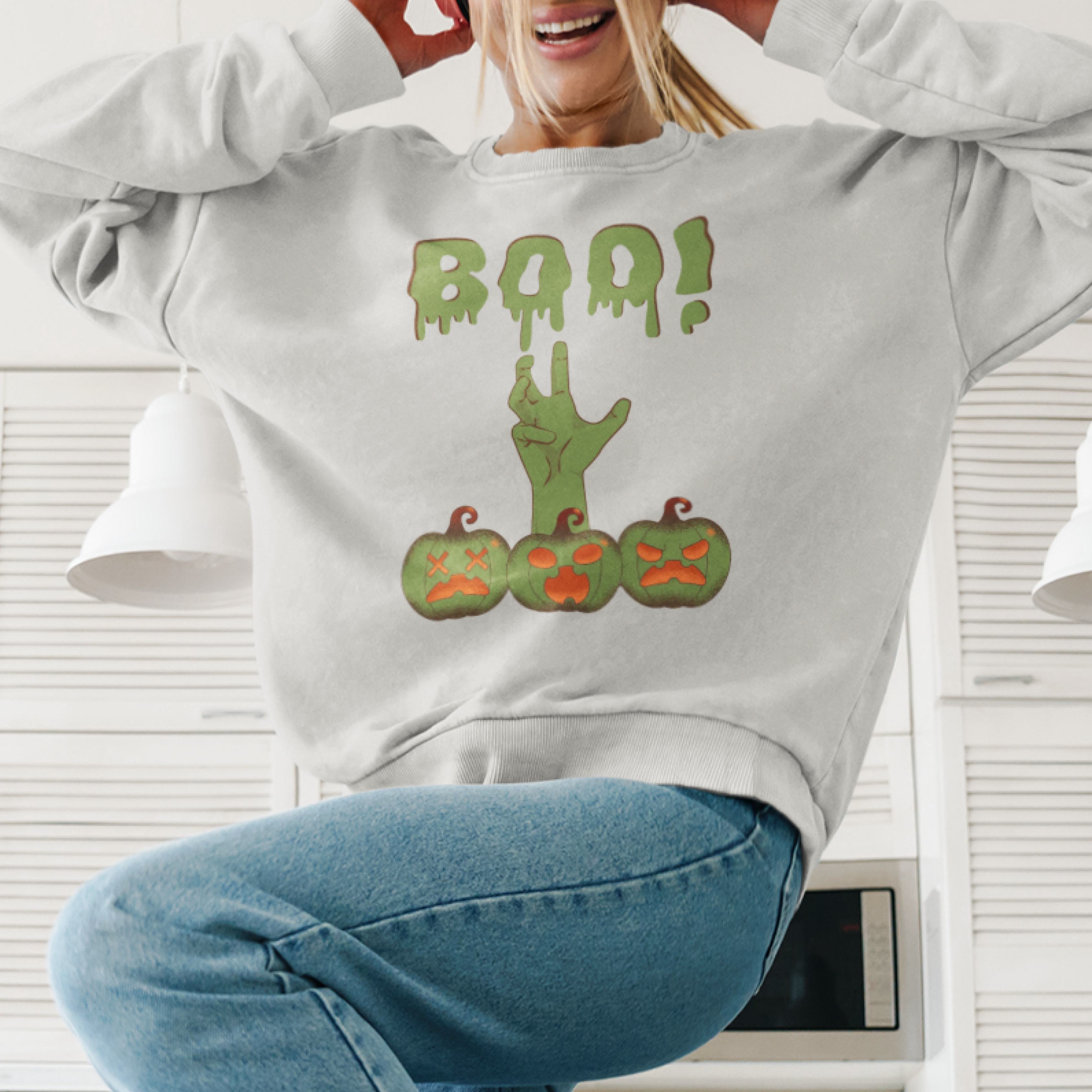 Spooky Halloween Sweatshirt - Unisex Crewneck, Cozy Fall Apparel, Boo Graphic, Trick or Treat, Autumn Fashion product thumbnail image