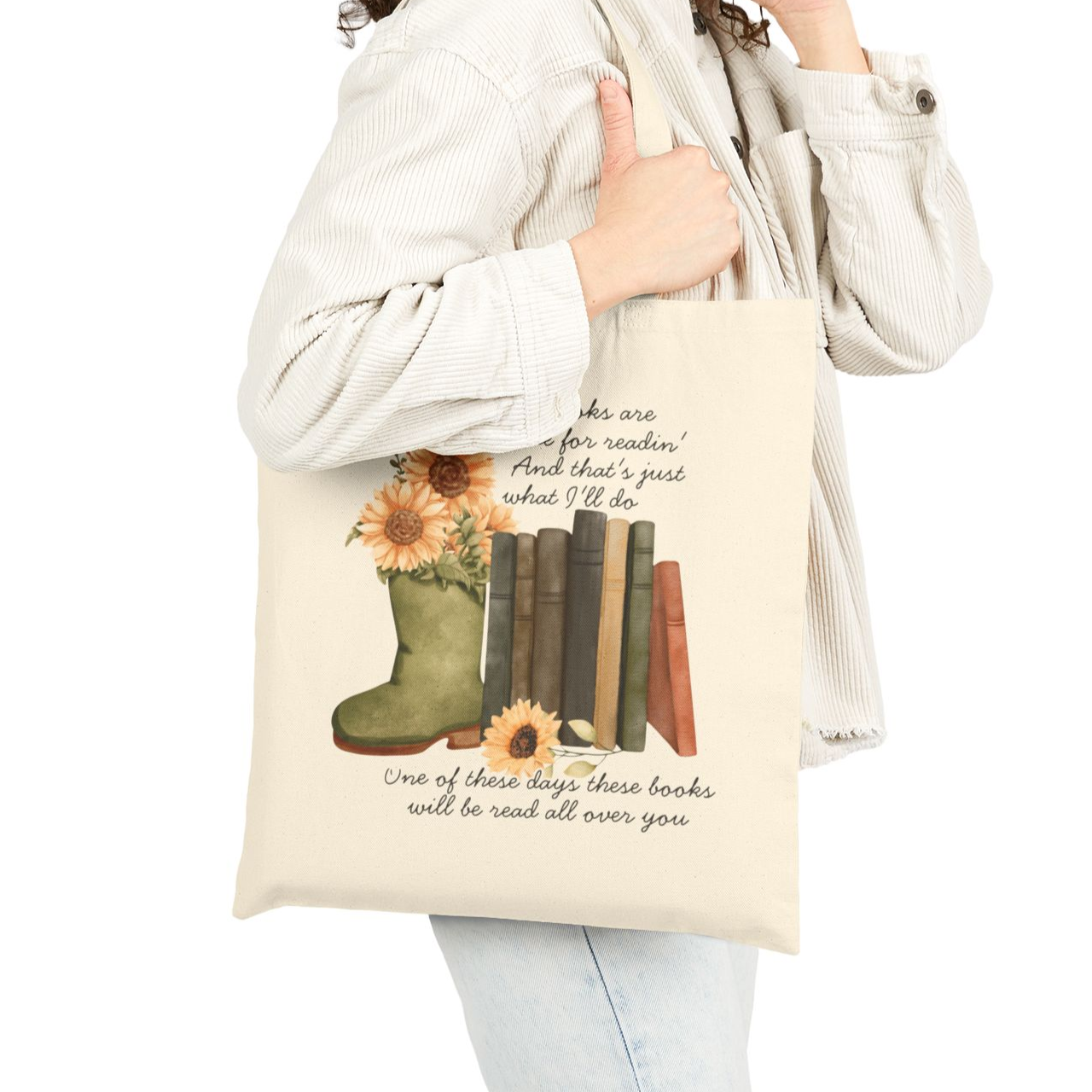 These Books Are Made For Readin' Cotton Canvas Tote Bag product thumbnail image