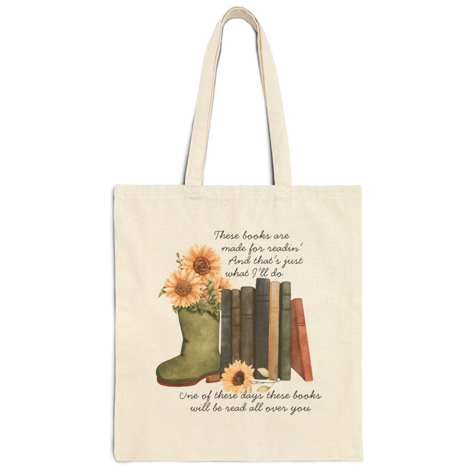 These Books Are Made For Readin' Cotton Canvas Tote Bag product thumbnail image These Books Are Made For Readin' Cotton Canvas Tote Bag product thumbnail image