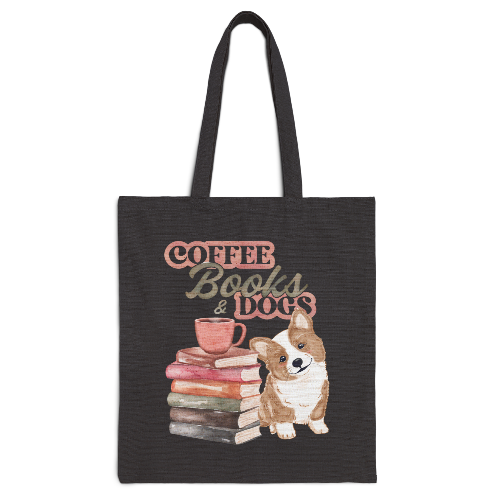 Coffee Books &amp; Dogs Cotton Canvas Tote Bag product thumbnail image