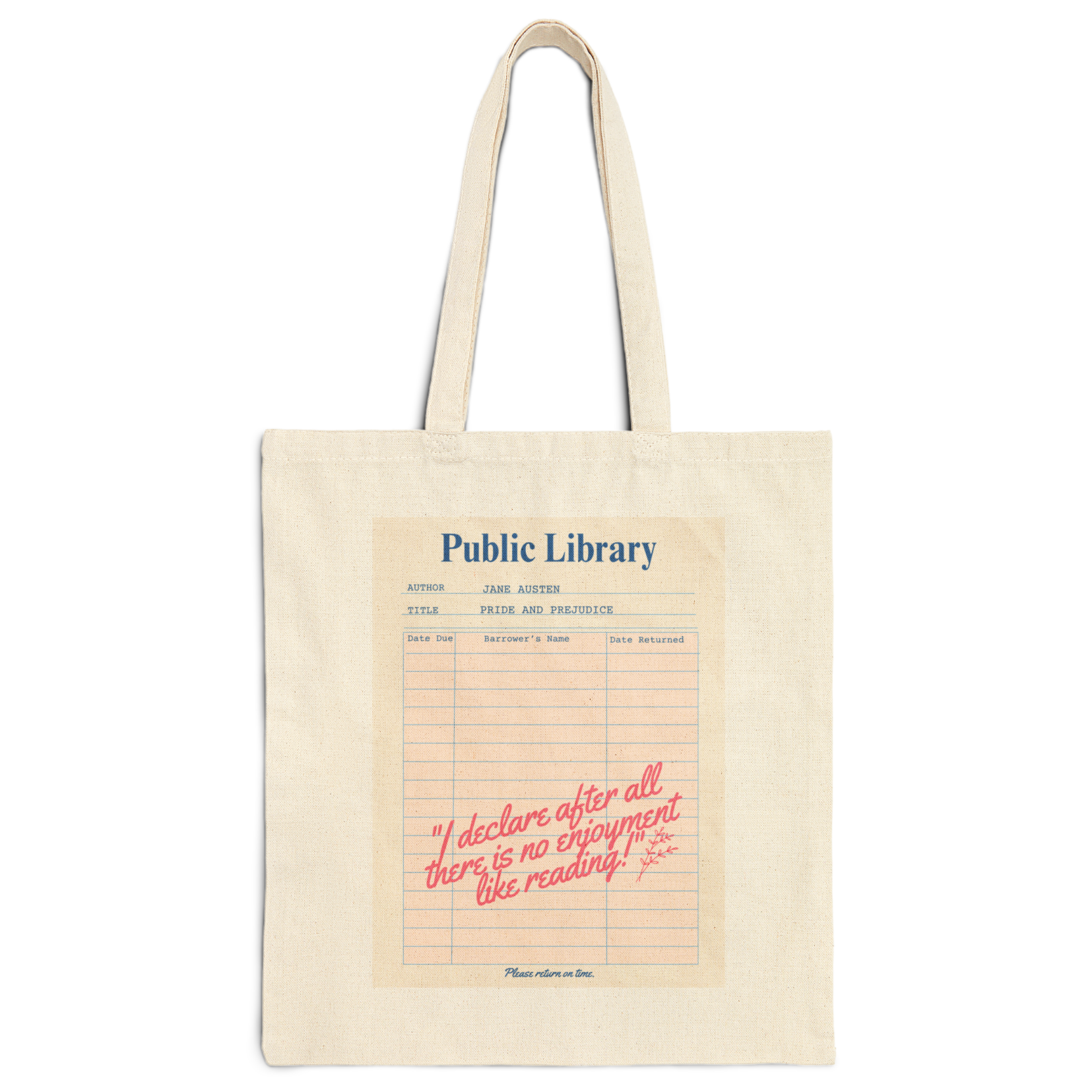 Pride &amp; Prejudice Check-Out Card Cotton Canvas Tote Bag product thumbnail image