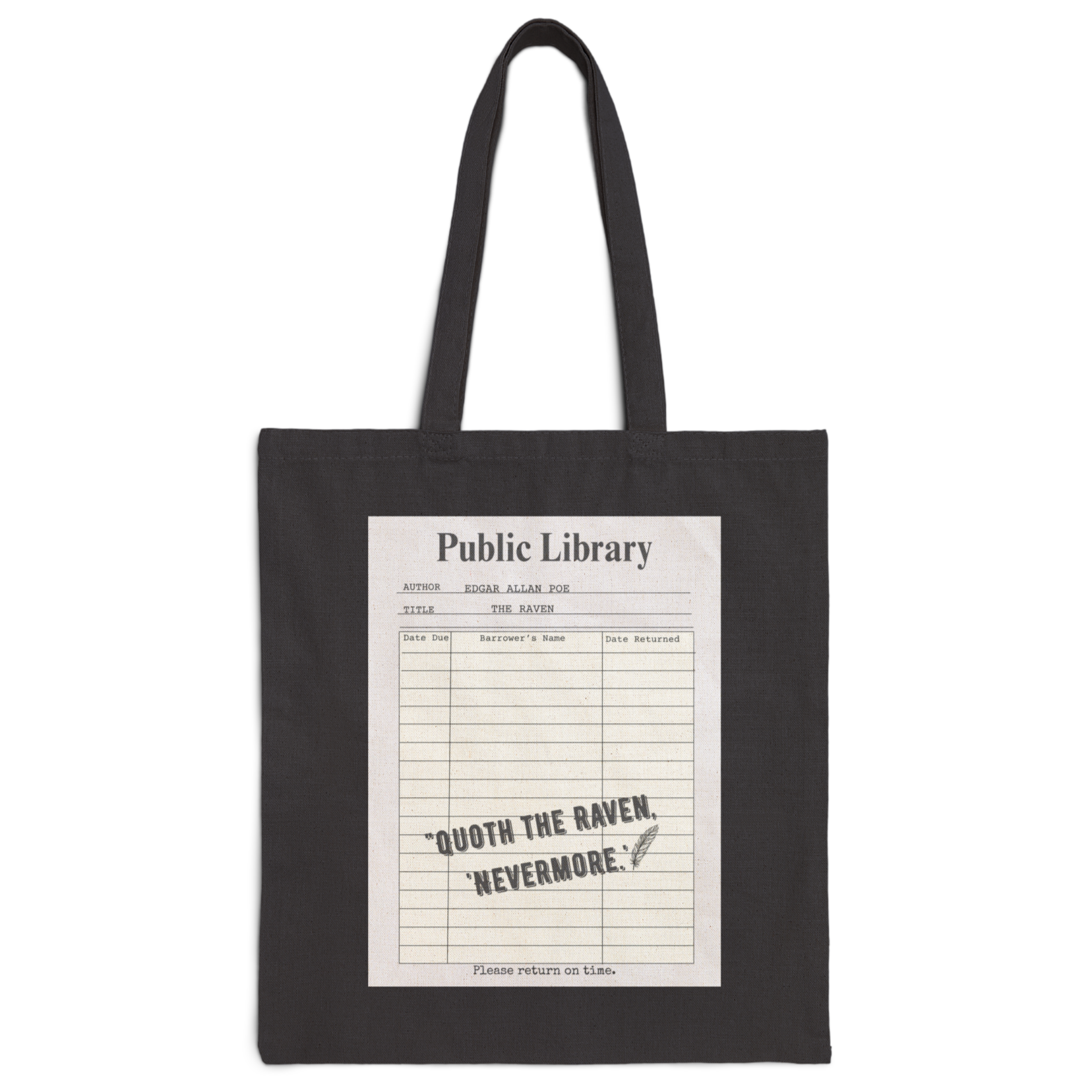 The Raven Check-Out Card Cotton Canvas Tote Bag product thumbnail image The Raven Check-Out Card Cotton Canvas Tote Bag product thumbnail image