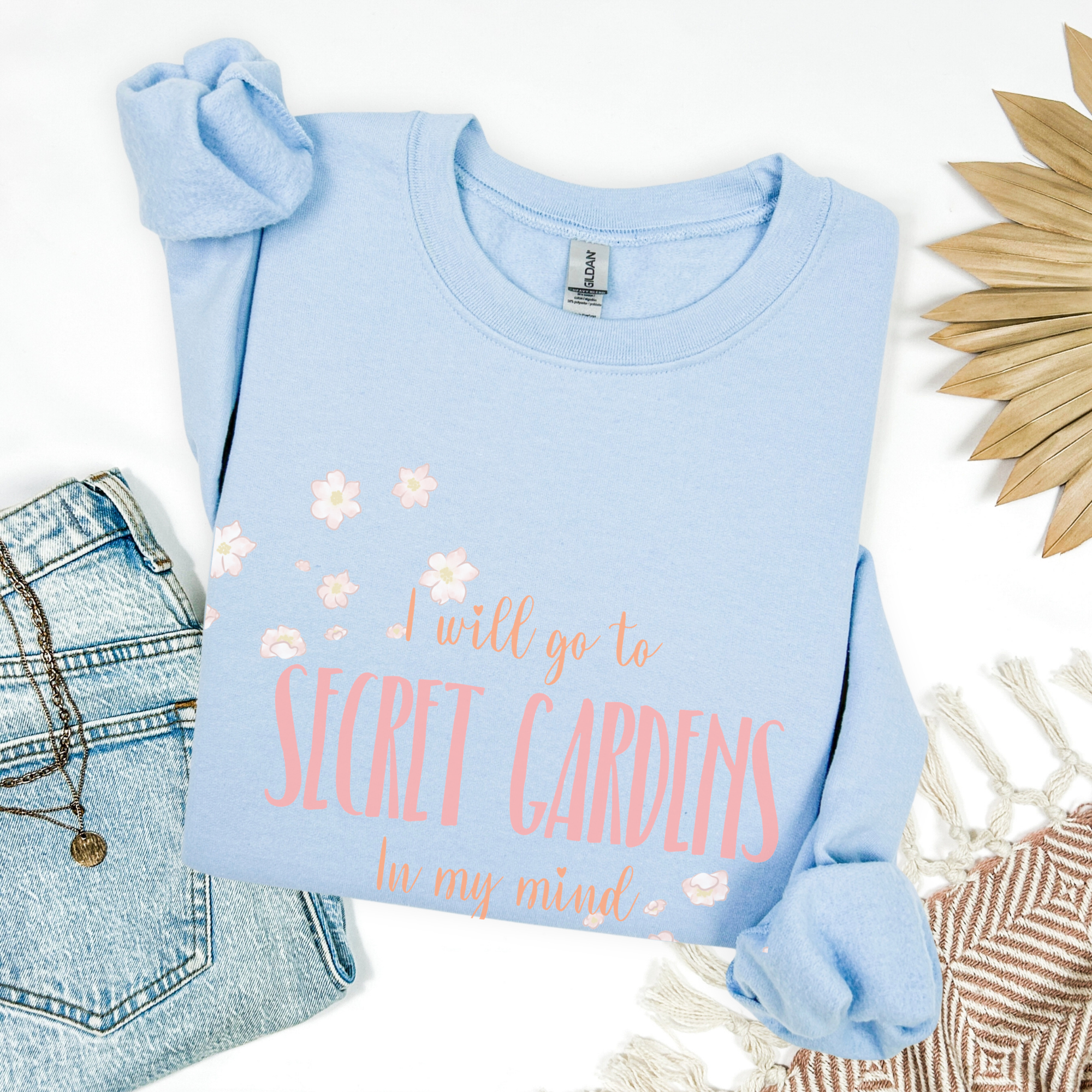 Floral Crewneck Sweatshirt - 'Secret Gardens in My Mind' product thumbnail image Floral Crewneck Sweatshirt - 'Secret Gardens in My Mind' product thumbnail image