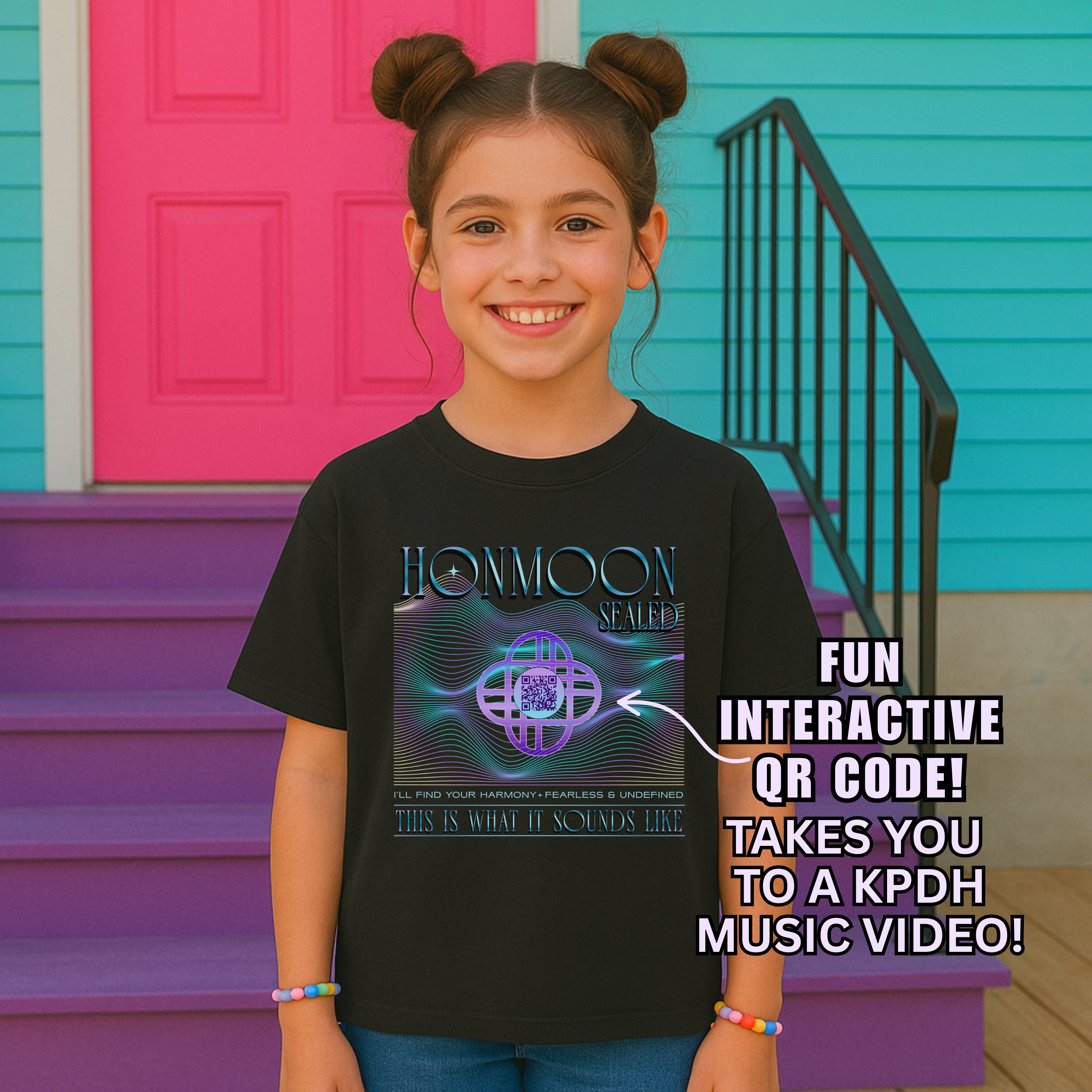 Youth Unisex Honmoon Tee with scannable QR code product thumbnail image Youth Unisex Honmoon Tee with scannable QR code product thumbnail image