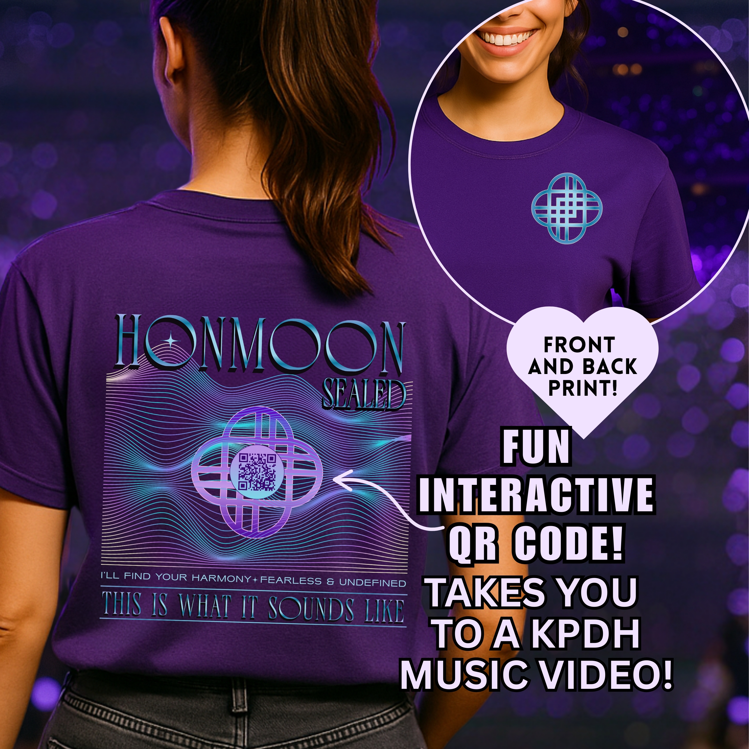 Honmoon Unisex Cotton Tee, Printed on FRONT and BACK with scannable QR code product thumbnail image Honmoon Unisex Cotton Tee, Printed on FRONT and BACK with scannable QR code product thumbnail image