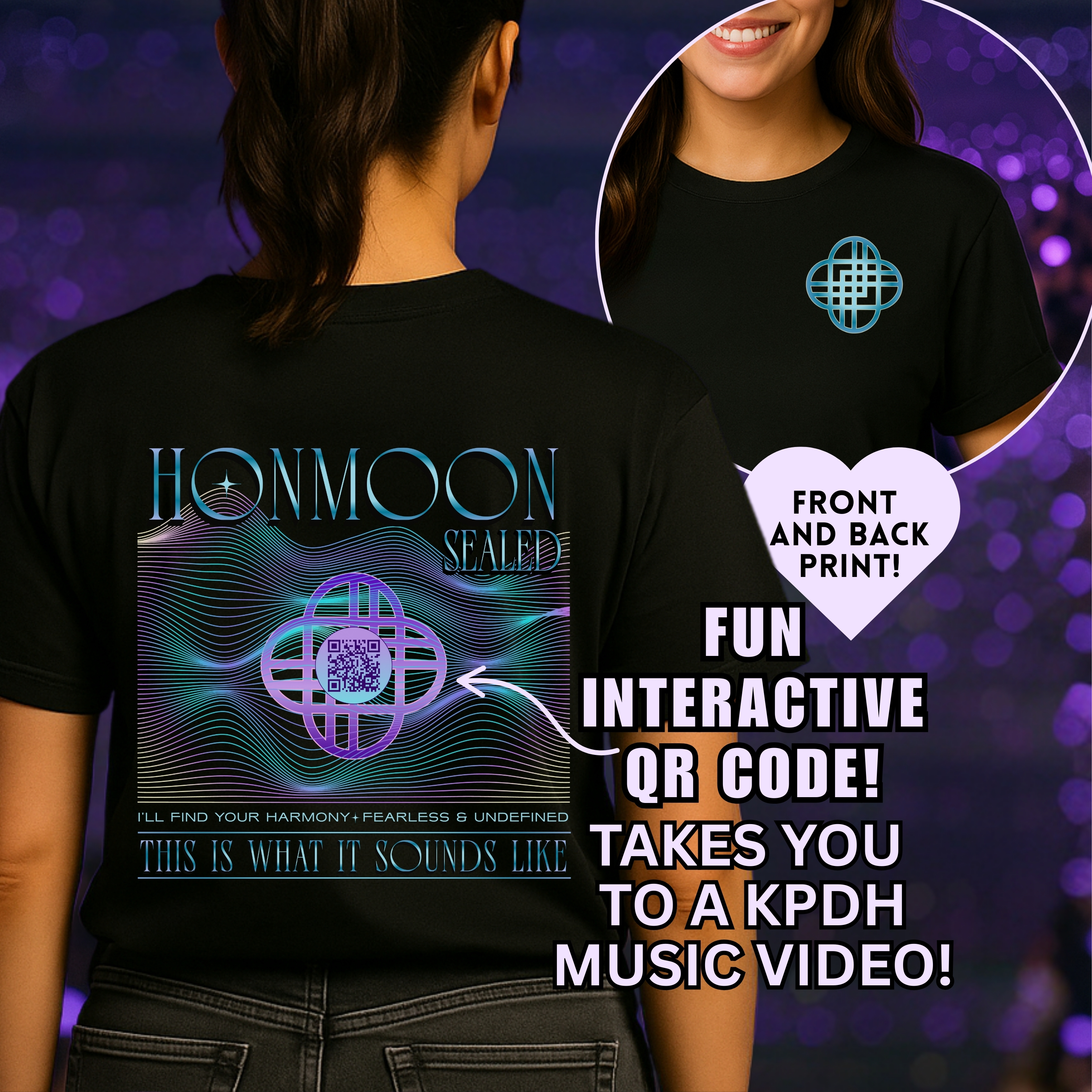 Honmoon Unisex Cotton Tee, Printed on FRONT and BACK with scannable QR code product thumbnail image Honmoon Unisex Cotton Tee, Printed on FRONT and BACK with scannable QR code product thumbnail image
