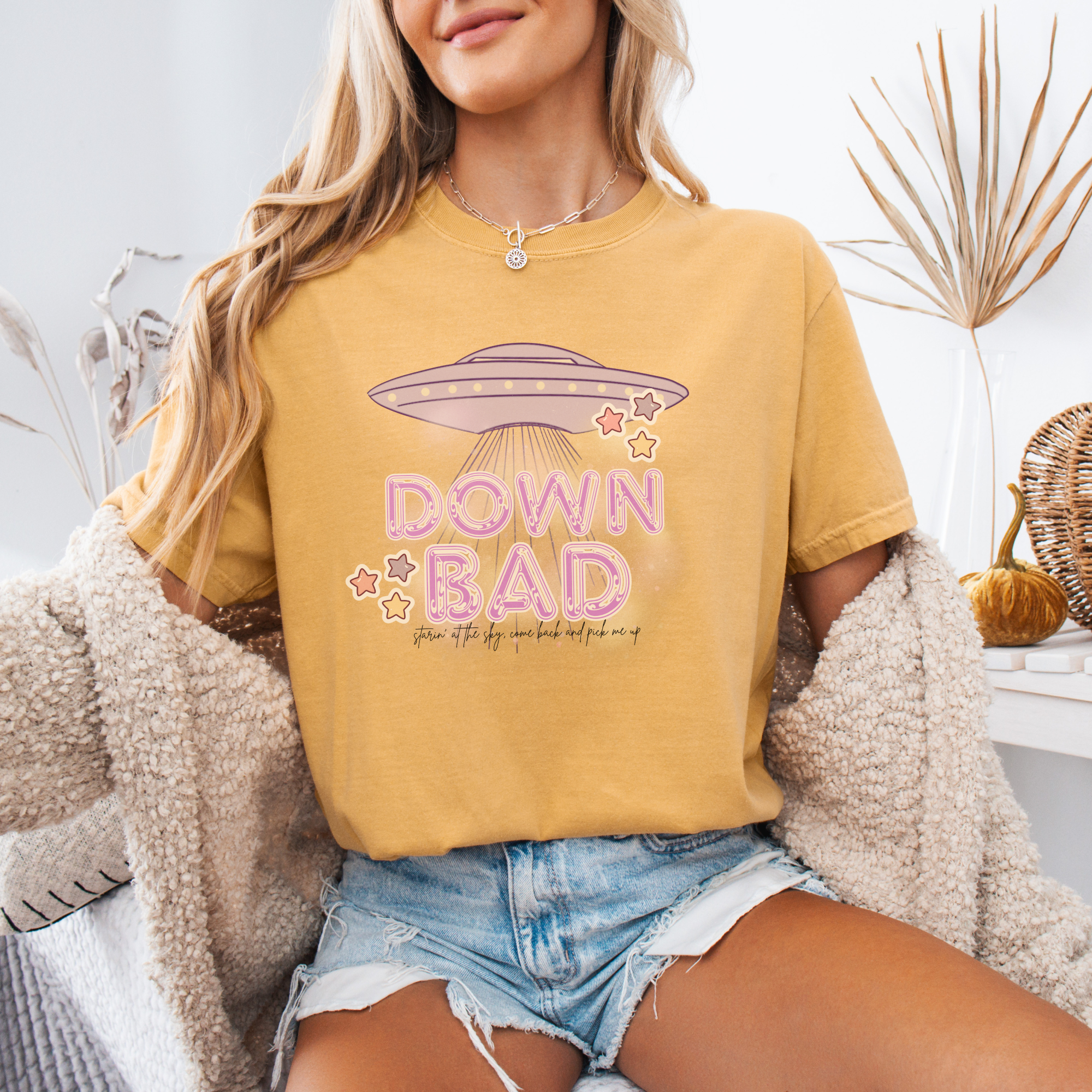 Space-themed Quote T-shirt - 'Down Bad' Space-themed Quote T-shirt - 'Down Bad'