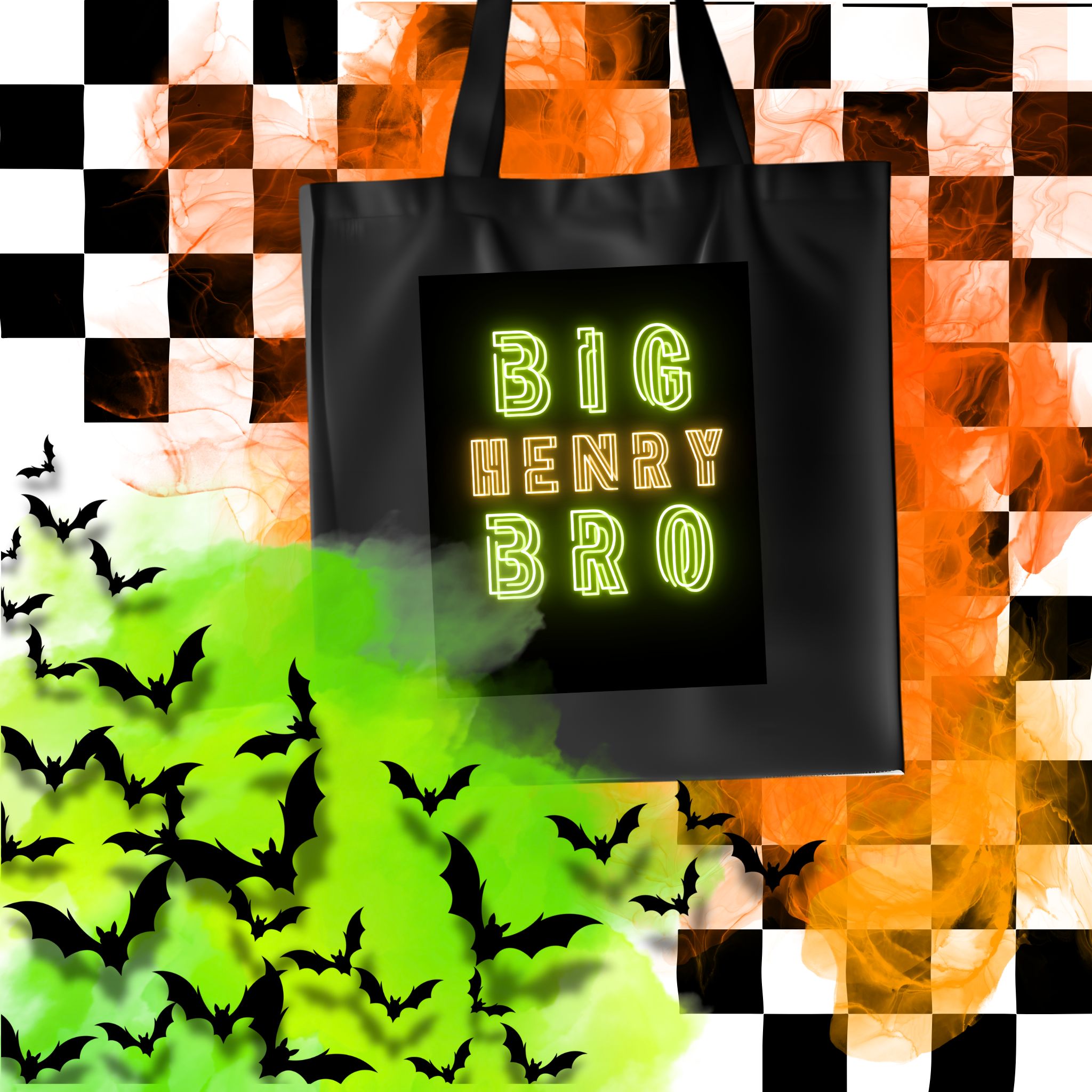 Personalized Big Brother Gift, Custom Neon Big Brother Bag, Big Brother Canvas Tote Bag