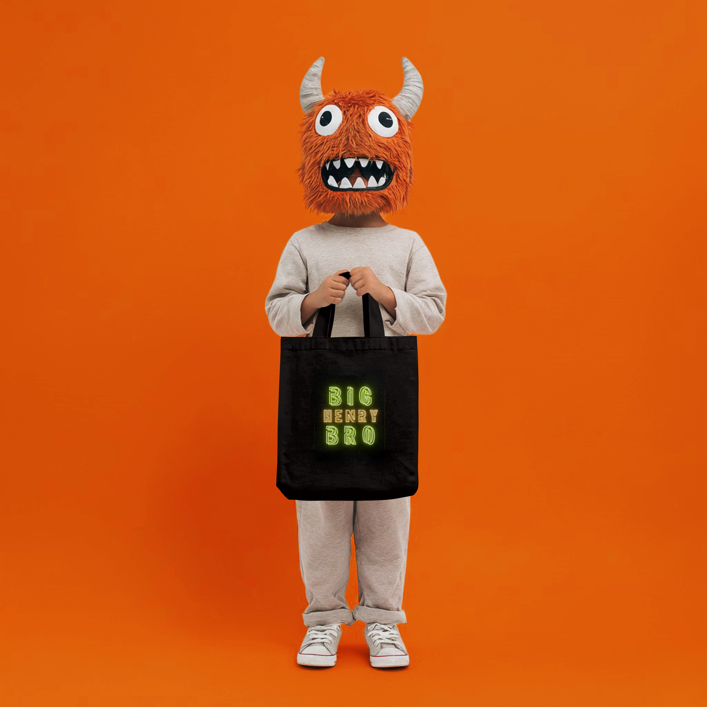 Personalized Big Brother Gift, Custom Neon Big Brother Bag, Big Brother Canvas Tote Bag product thumbnail image