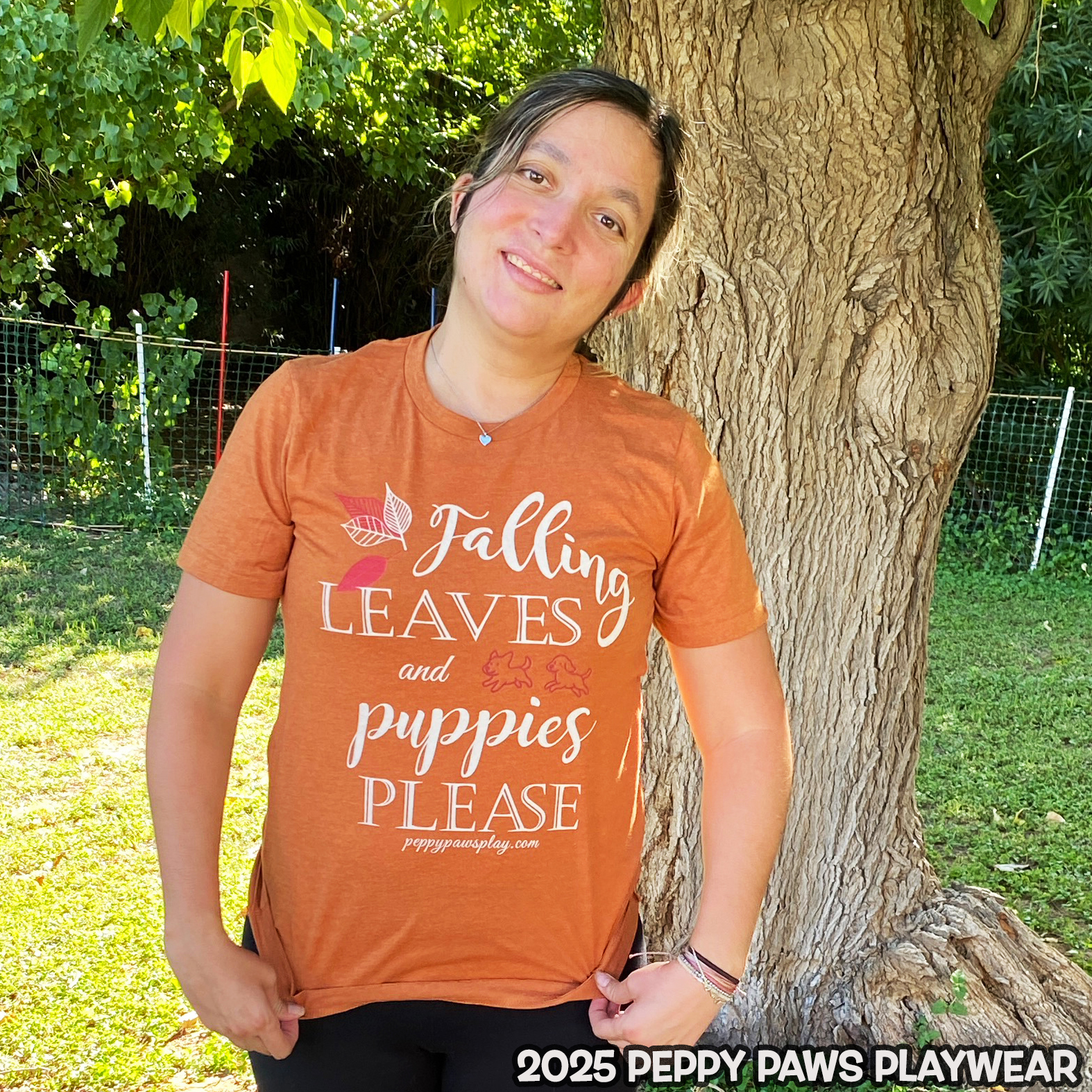 Falling Leaves and Puppies Please Unisex Short-Sleeved Tee