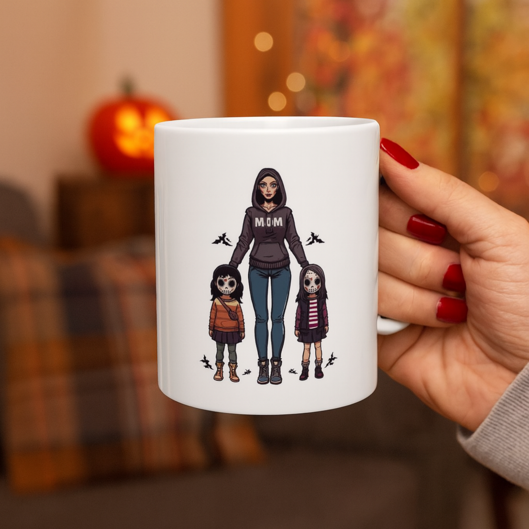 Halloween Horror Mama Coffee Mug Custom Spooky Mom And Kids Mug Scary Cute Family Halloween Gift Creepy Cute Skeleton Mom Mug product thumbnail image Halloween Horror Mama Coffee Mug Custom Spooky Mom And Kids Mug Scary Cute Family Halloween Gift Creepy Cute Skeleton Mom Mug product thumbnail image