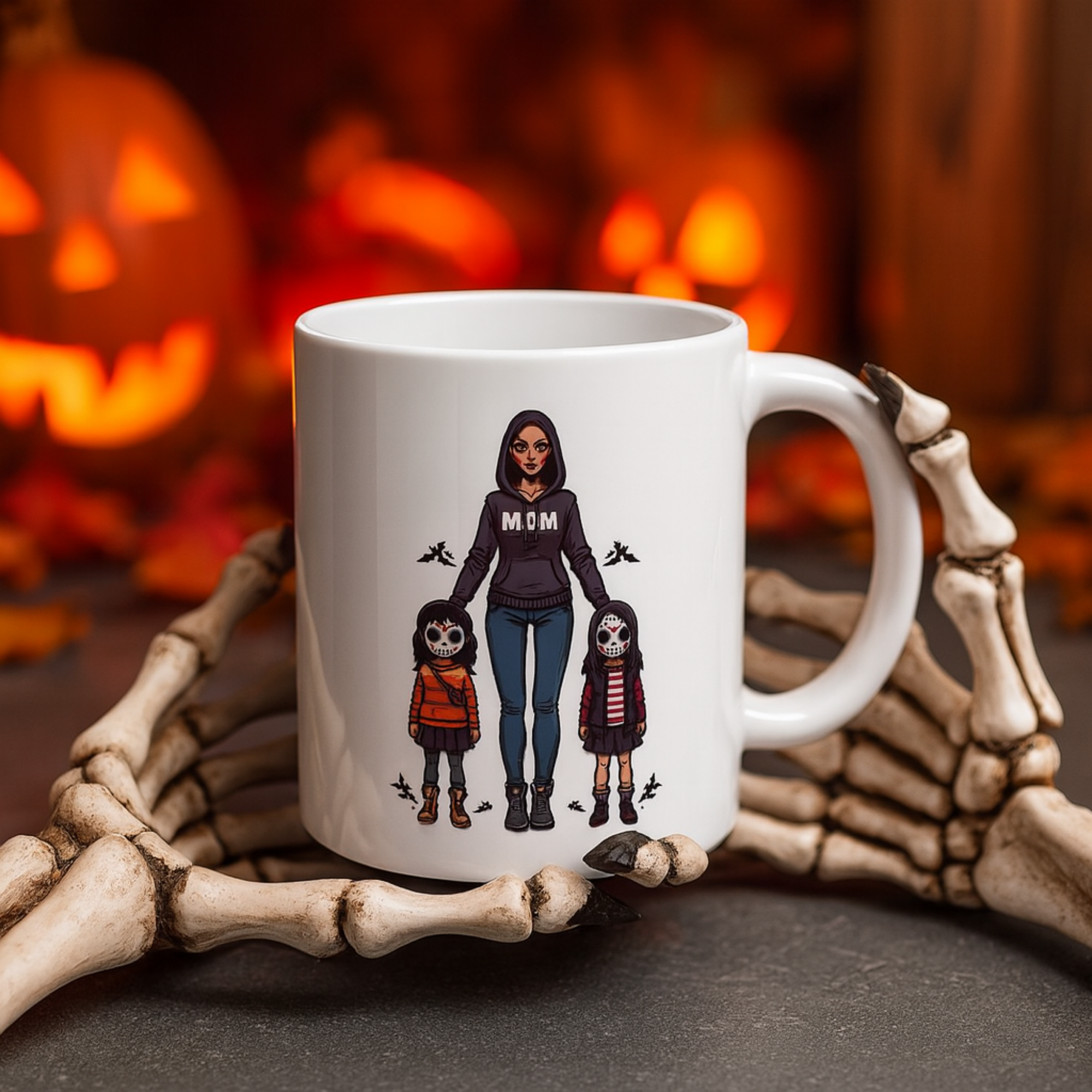 Halloween Horror Mama Coffee Mug Custom Spooky Mom And Kids Mug Scary Cute Family Halloween Gift Creepy Cute Skeleton Mom Mug product thumbnail image Halloween Horror Mama Coffee Mug Custom Spooky Mom And Kids Mug Scary Cute Family Halloween Gift Creepy Cute Skeleton Mom Mug product thumbnail image