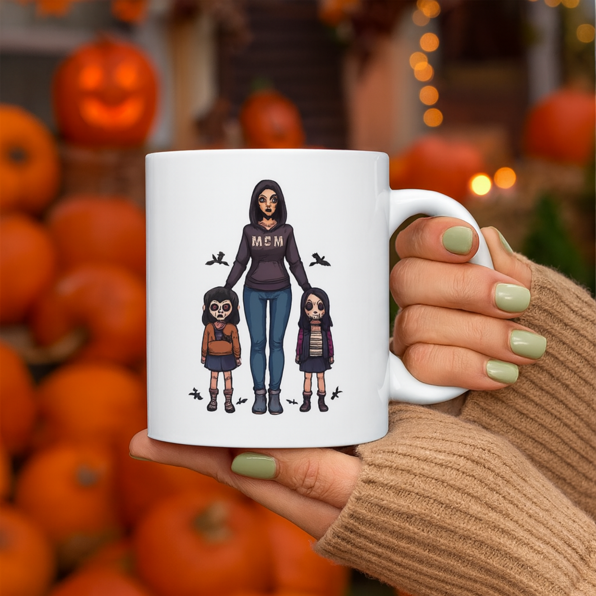 Halloween Horror Mama Coffee Mug Custom Spooky Mom And Kids Mug Scary Cute Family Halloween Gift Creepy Cute Skeleton Mom Mug product thumbnail image Halloween Horror Mama Coffee Mug Custom Spooky Mom And Kids Mug Scary Cute Family Halloween Gift Creepy Cute Skeleton Mom Mug product thumbnail image
