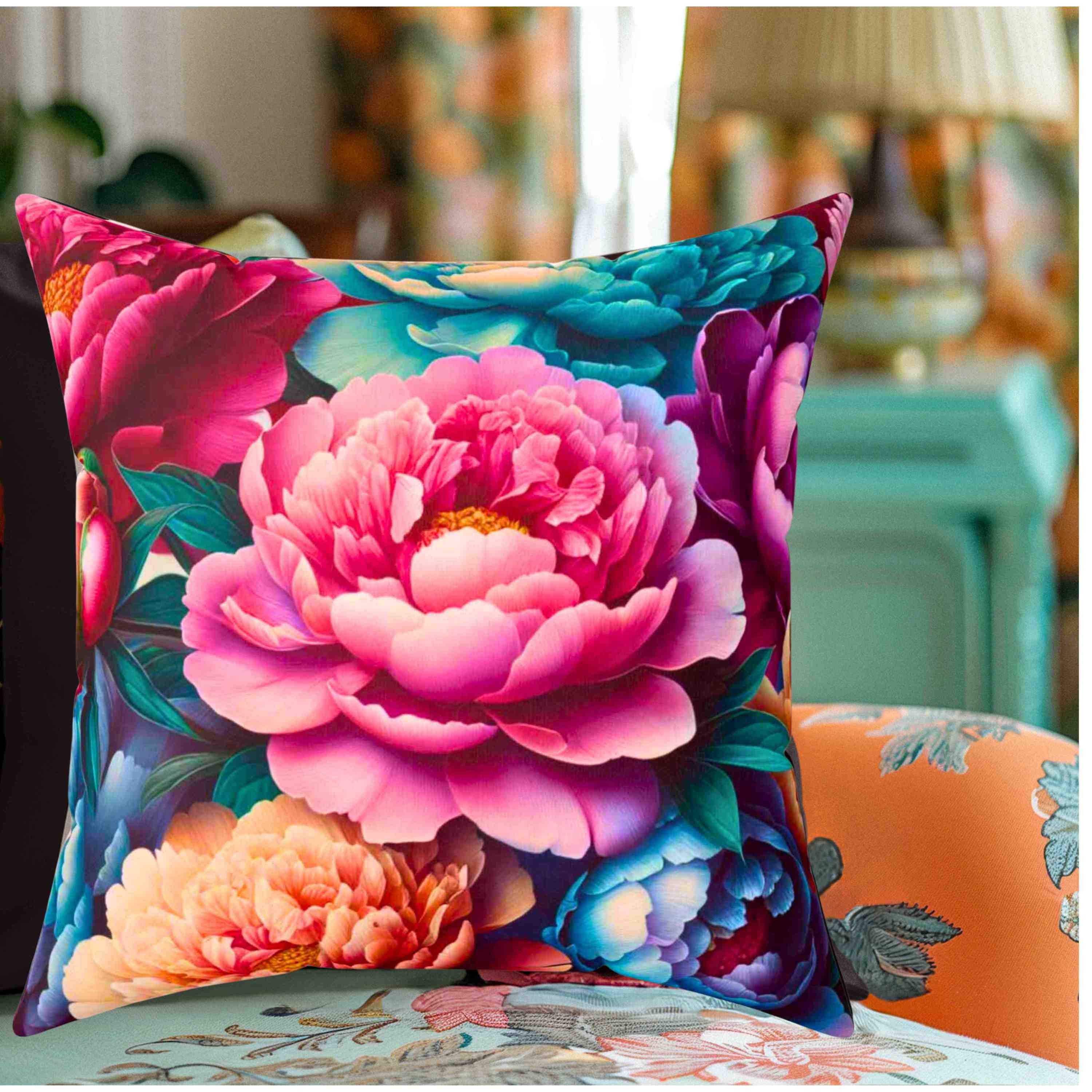 Peony Lovers Throw Pillowcase, Brighten your home with Beautiful Peonies on your sofa, bed &amp; chairs. Great for Birthdays, Holidays, Any Day.