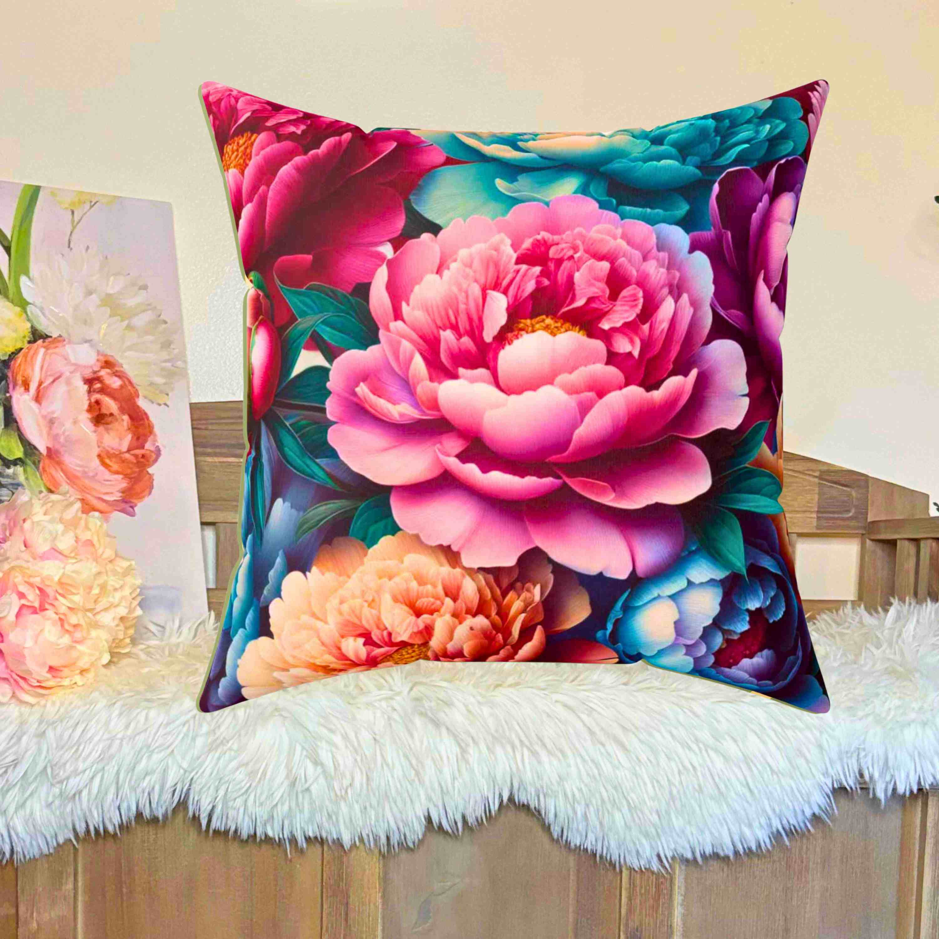 Peony Lovers Throw Pillowcase, Brighten your home with Beautiful Peonies on your sofa, bed &amp; chairs. Great for Birthdays, Holidays, Any Day. product thumbnail image