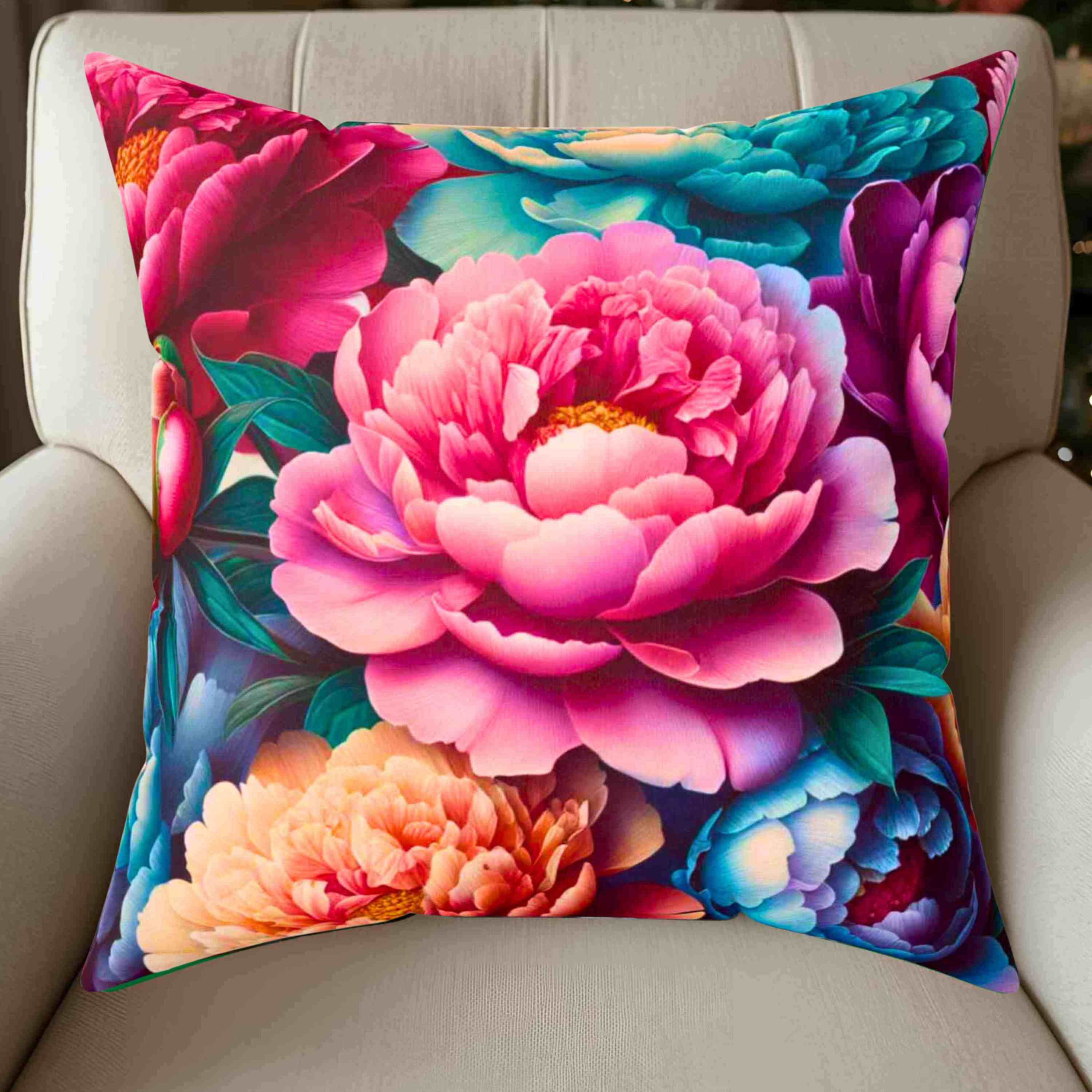 Peony Lovers Throw Pillowcase, Brighten your home with Beautiful Peonies on your sofa, bed &amp; chairs. Great for Birthdays, Holidays, Any Day. product thumbnail image