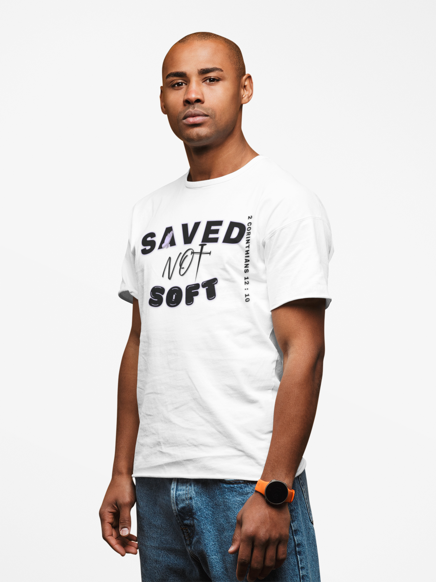 "Saved Not Soft" Mens Faith Unisex Christian Graphic Tee  product thumbnail image