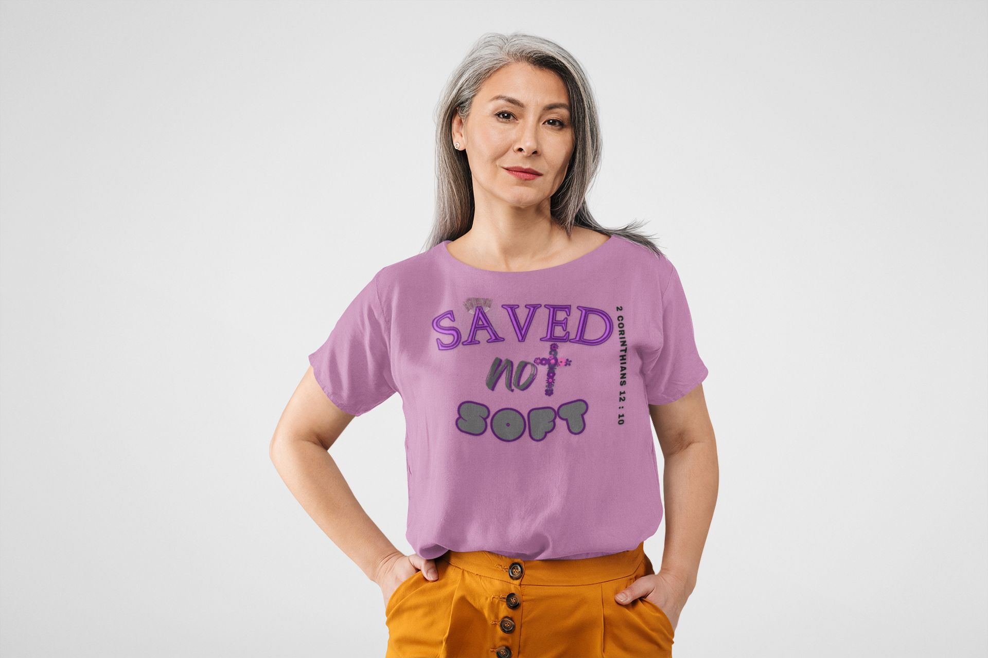 " Saved and Not Soft " Woman Christian Faith T Shirt, Unisex fit product thumbnail image " Saved and Not Soft " Woman Christian Faith T Shirt, Unisex fit product thumbnail image