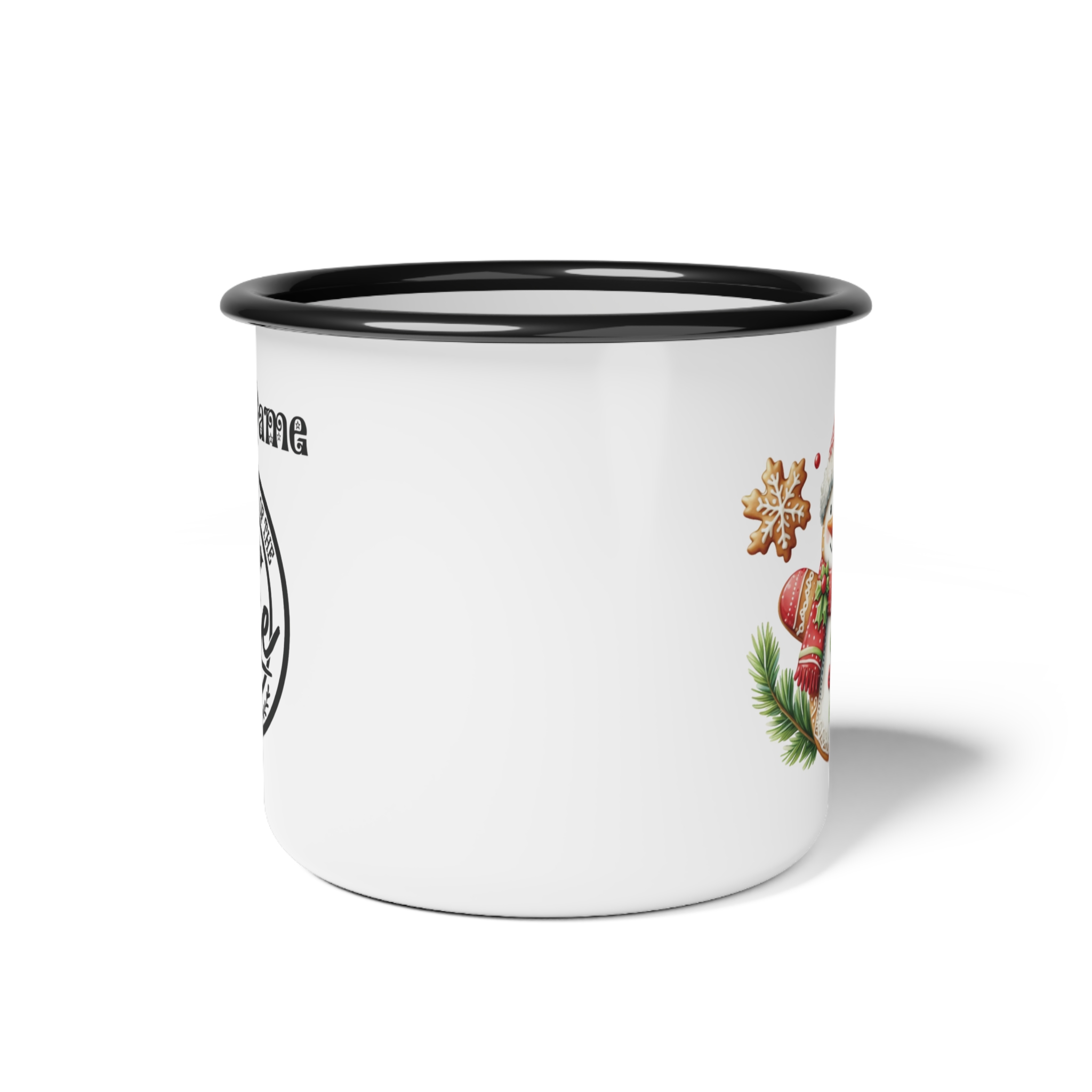 Festive Snowman Nice List Enamel Coffee Mug – 12oz Black Rim Mug with Classic Snowman Design product thumbnail image Festive Snowman Nice List Enamel Coffee Mug – 12oz Black Rim Mug with Classic Snowman Design product thumbnail image