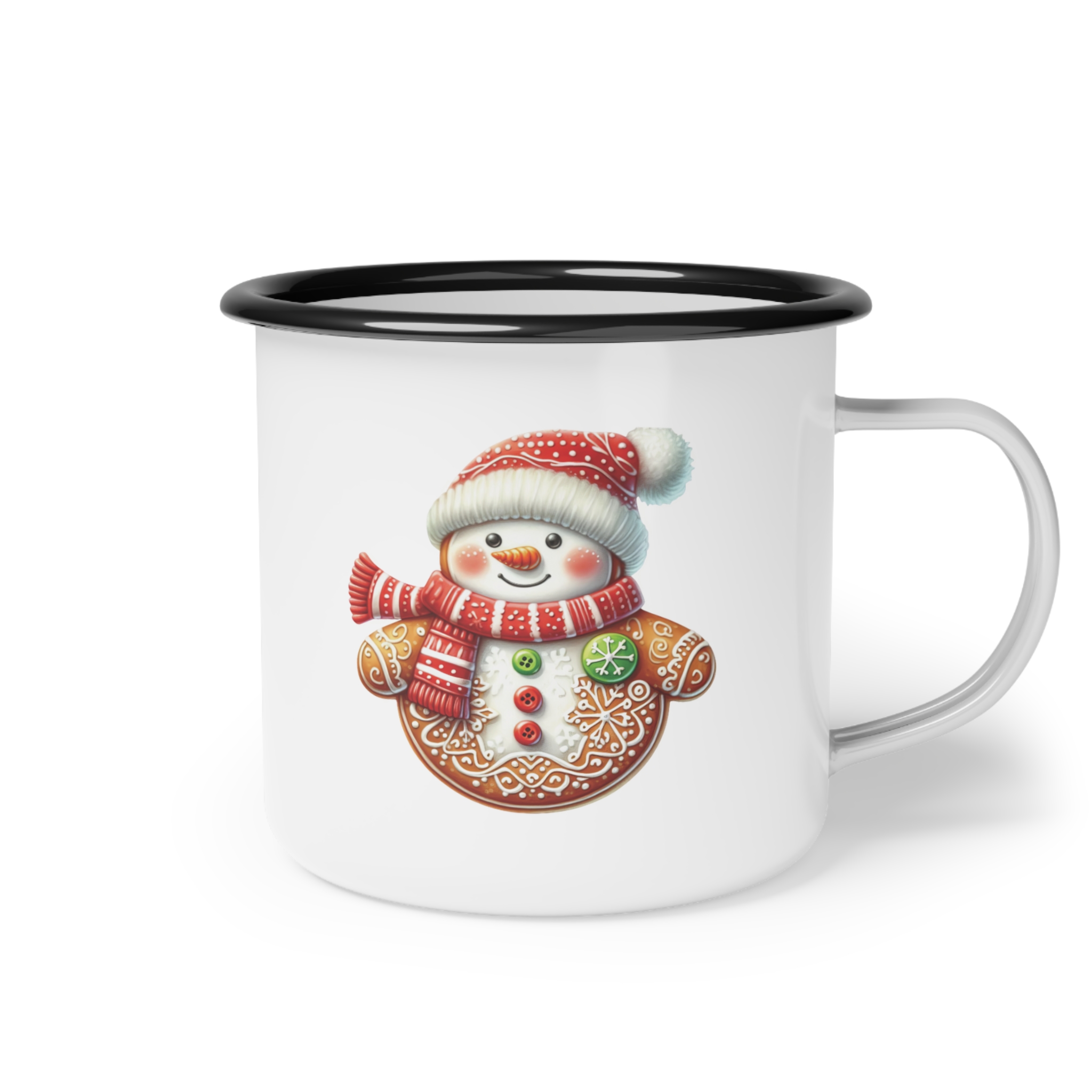 Snowman Nice List Enamel Coffee Mug – 12oz Black Rim Mug with Vintage Snowman Design product thumbnail image Snowman Nice List Enamel Coffee Mug – 12oz Black Rim Mug with Vintage Snowman Design product thumbnail image
