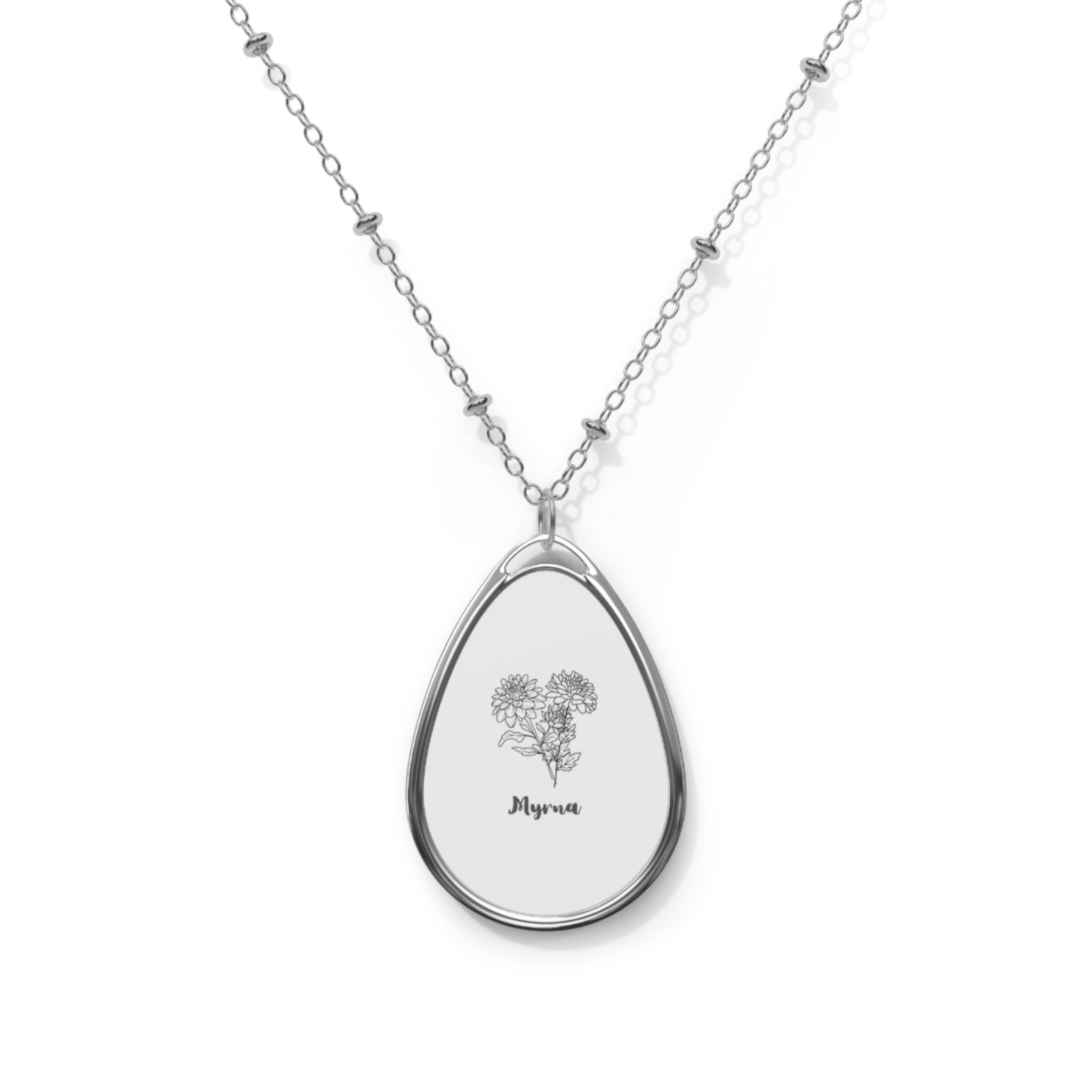 BIRTHMONTH FLOWER Elegant Oval Necklace with Custom Engraving, Personalized NAME Gift for Her, Mother's Day Jewelry, Trendy Silver Pendant, Everyday Accessory product thumbnail image BIRTHMONTH FLOWER Elegant Oval Necklace with Custom Engraving, Personalized NAME Gift for Her, Mother's Day Jewelry, Trendy Silver Pendant, Everyday Accessory product thumbnail image