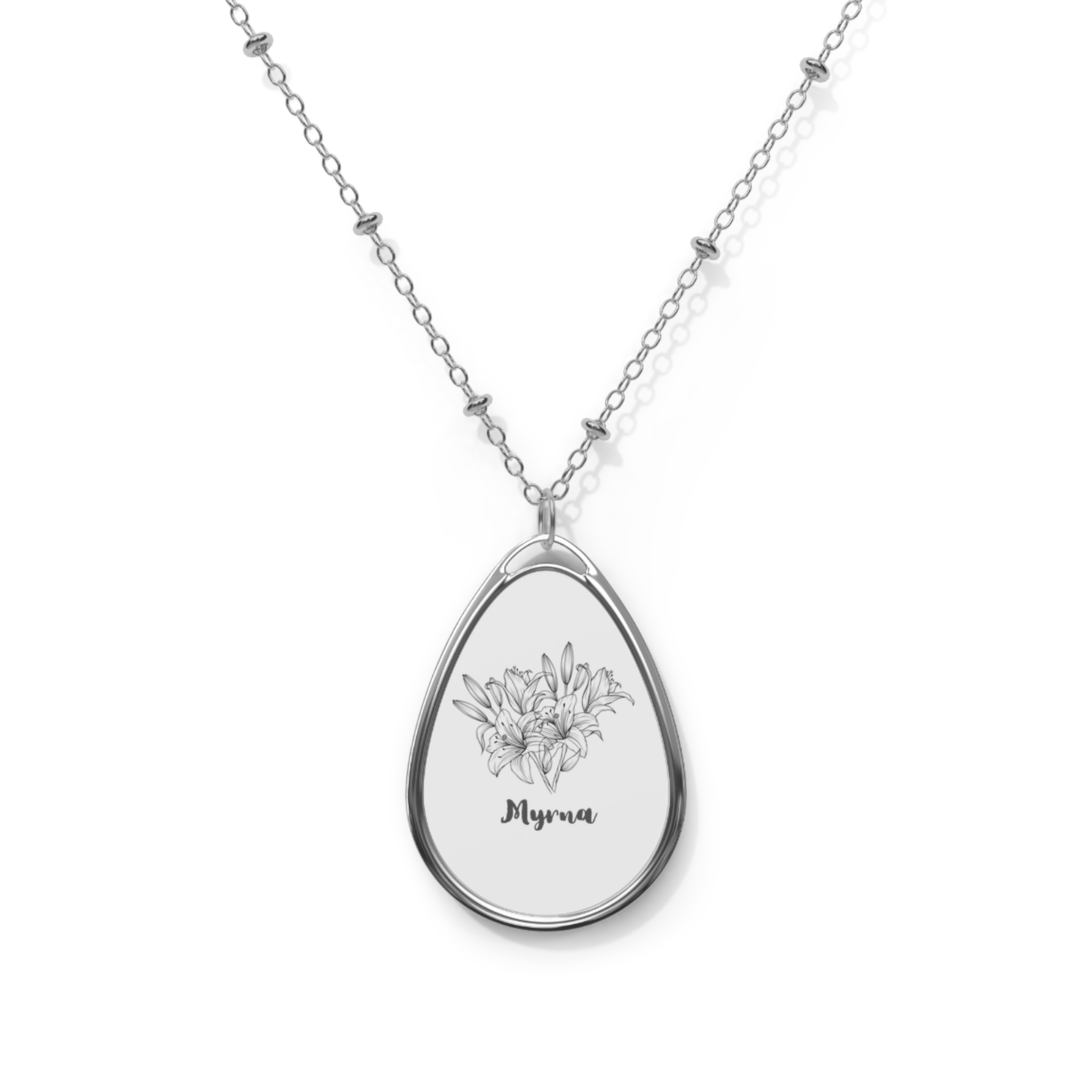 BIRTHMONTH FLOWER Elegant Oval Necklace with Custom Engraving, Personalized NAME Gift for Her, Mother's Day Jewelry, Trendy Silver Pendant, Everyday Accessory product thumbnail image BIRTHMONTH FLOWER Elegant Oval Necklace with Custom Engraving, Personalized NAME Gift for Her, Mother's Day Jewelry, Trendy Silver Pendant, Everyday Accessory product thumbnail image