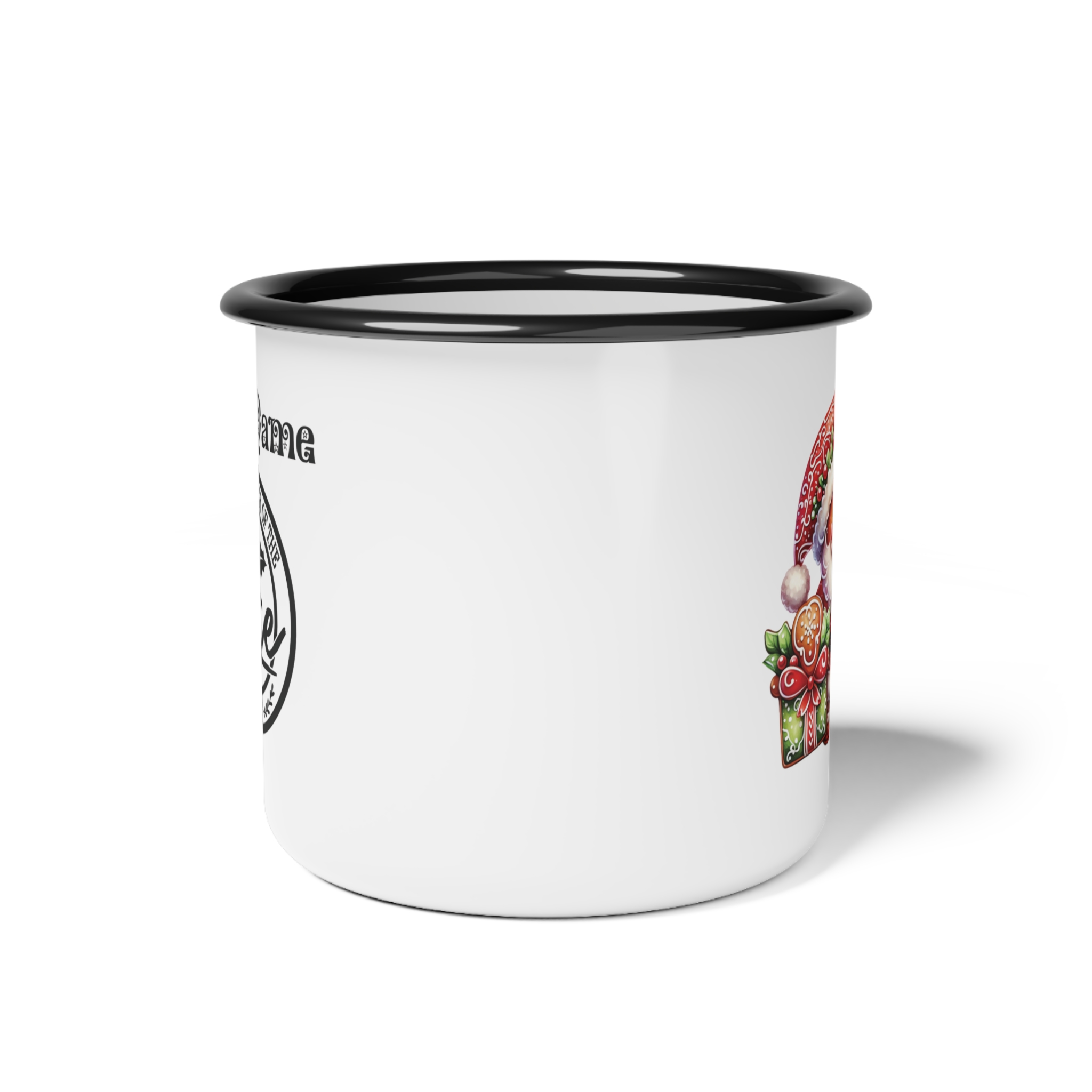 Santa Nice List Enamel Coffee Mug – 12oz Black Rim Mug with Vintage Santa Design product thumbnail image