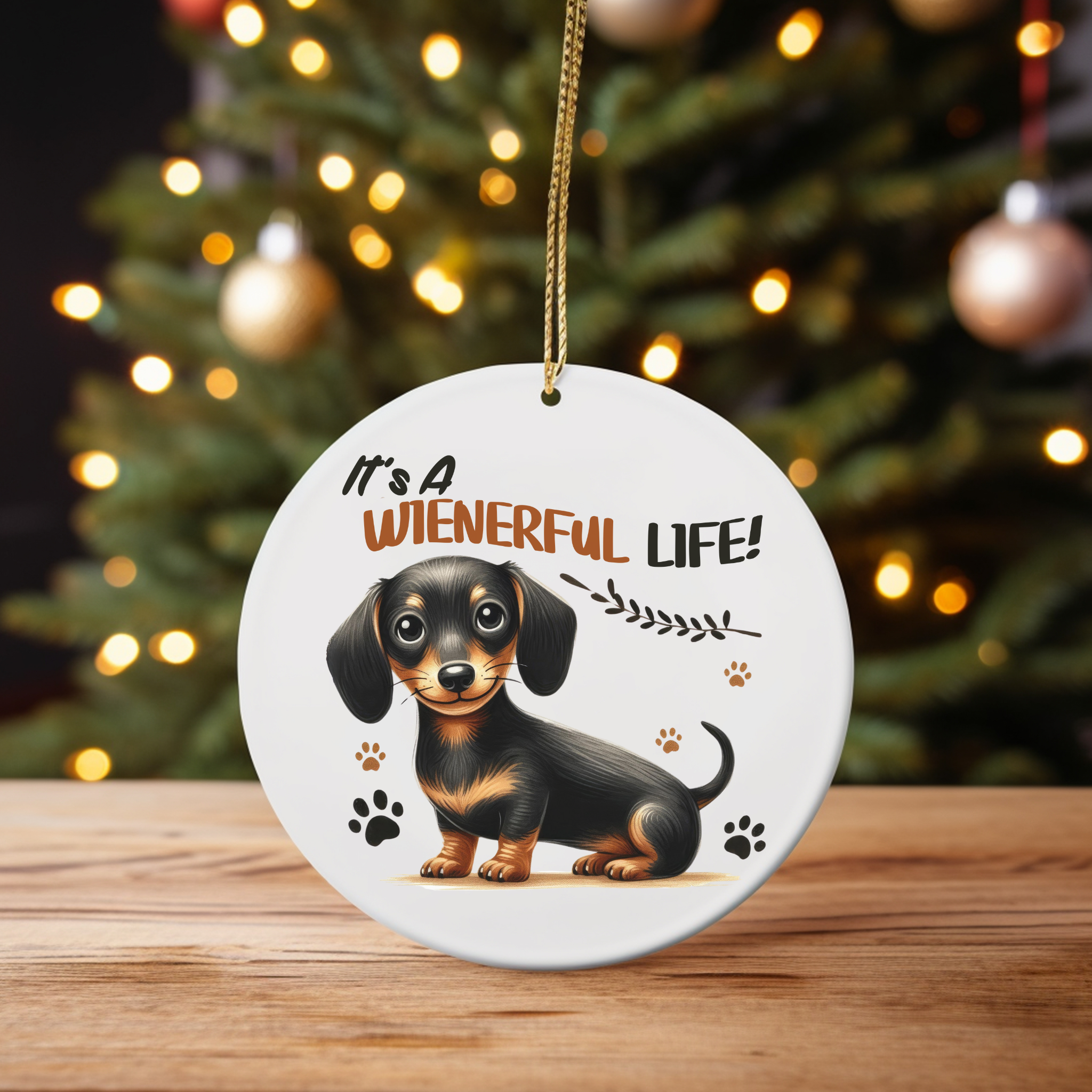 "It's a Wienerful Life" Dachshund Ornament - Perfect Gift for Dog Lovers product thumbnail image