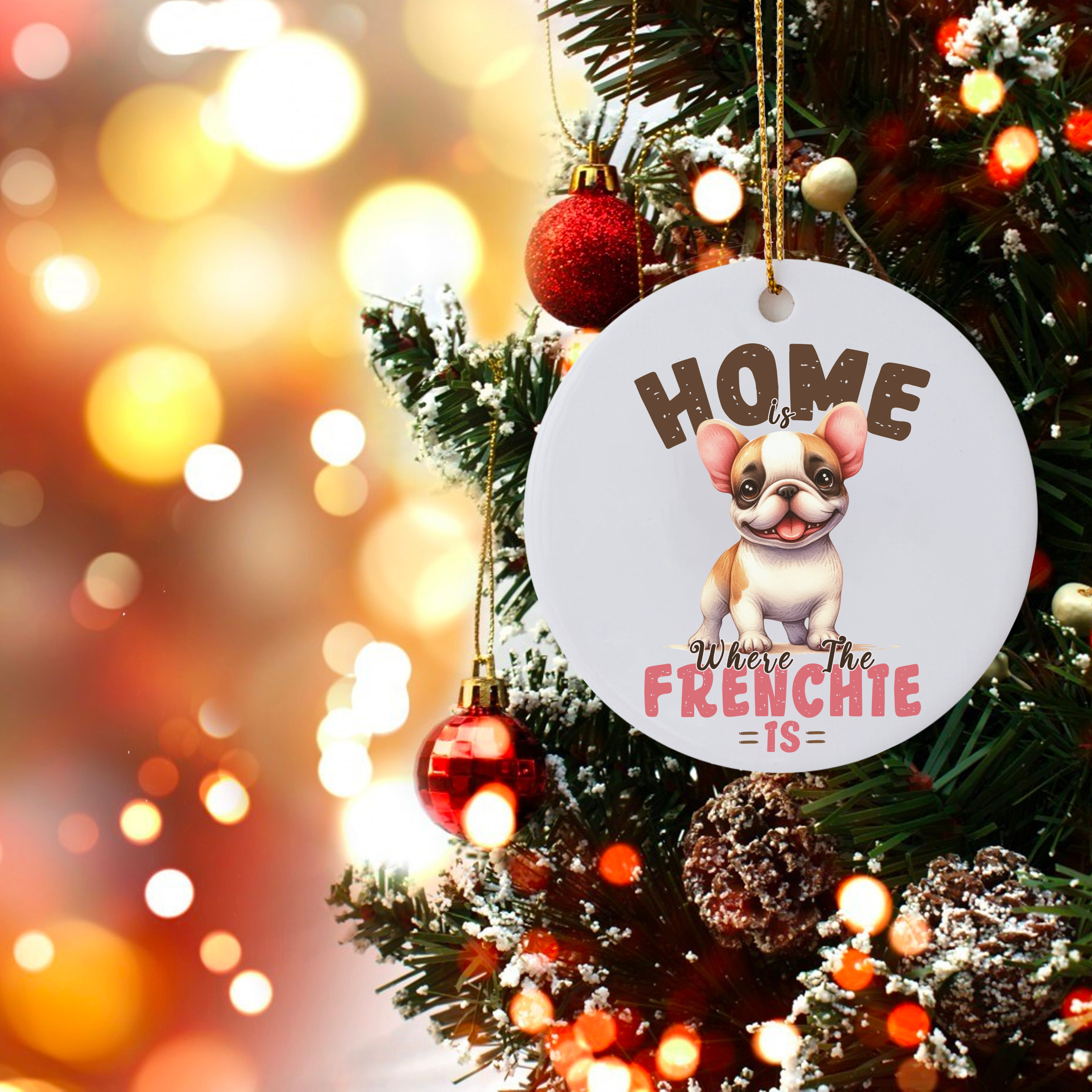 Cute French Bulldog Ornament - "Home, Where the Frenchie Is" product thumbnail image