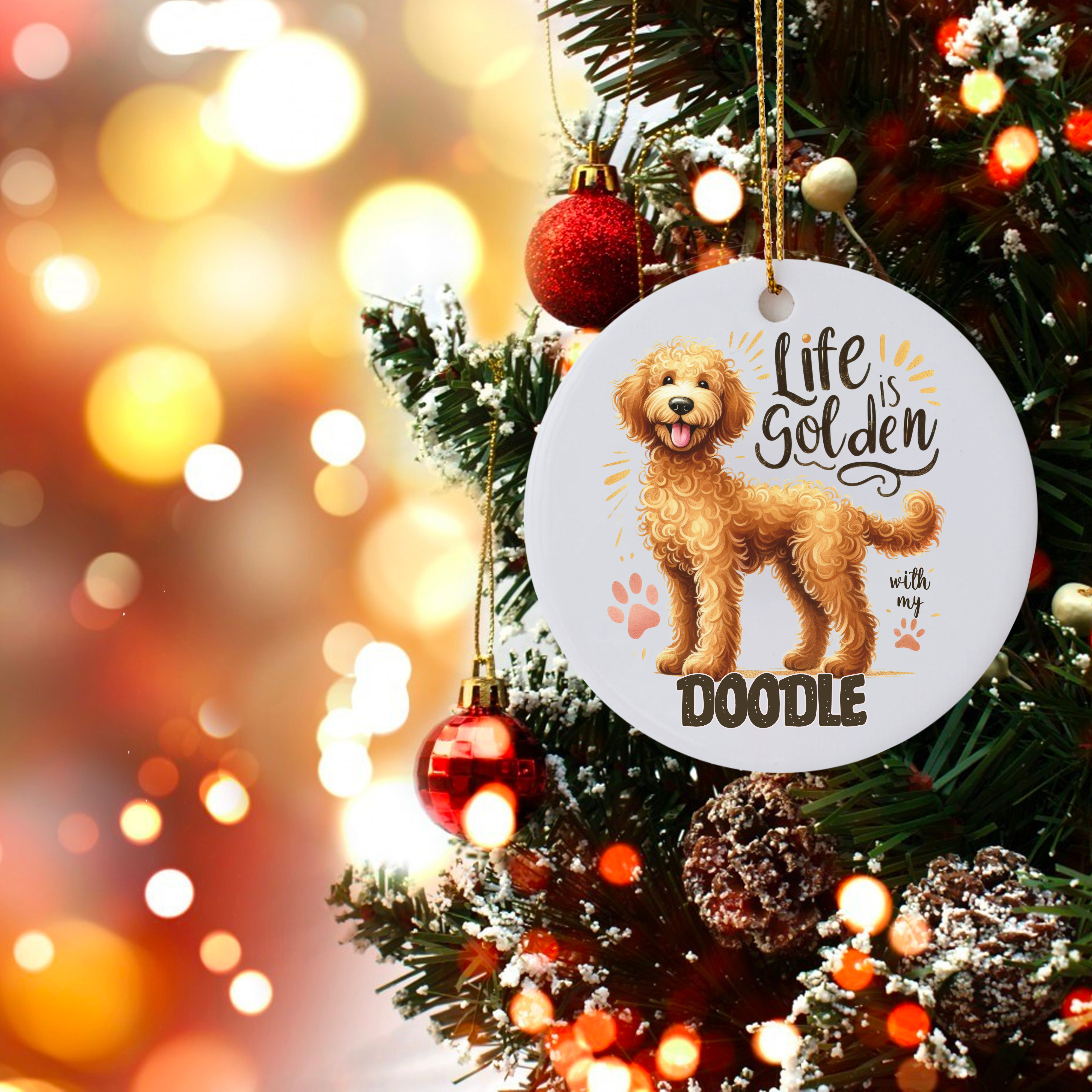 Add Some Warmth to Your Holidays with This "Life is Golden with My Doodle" Ornament product thumbnail image Add Some Warmth to Your Holidays with This "Life is Golden with My Doodle" Ornament product thumbnail image