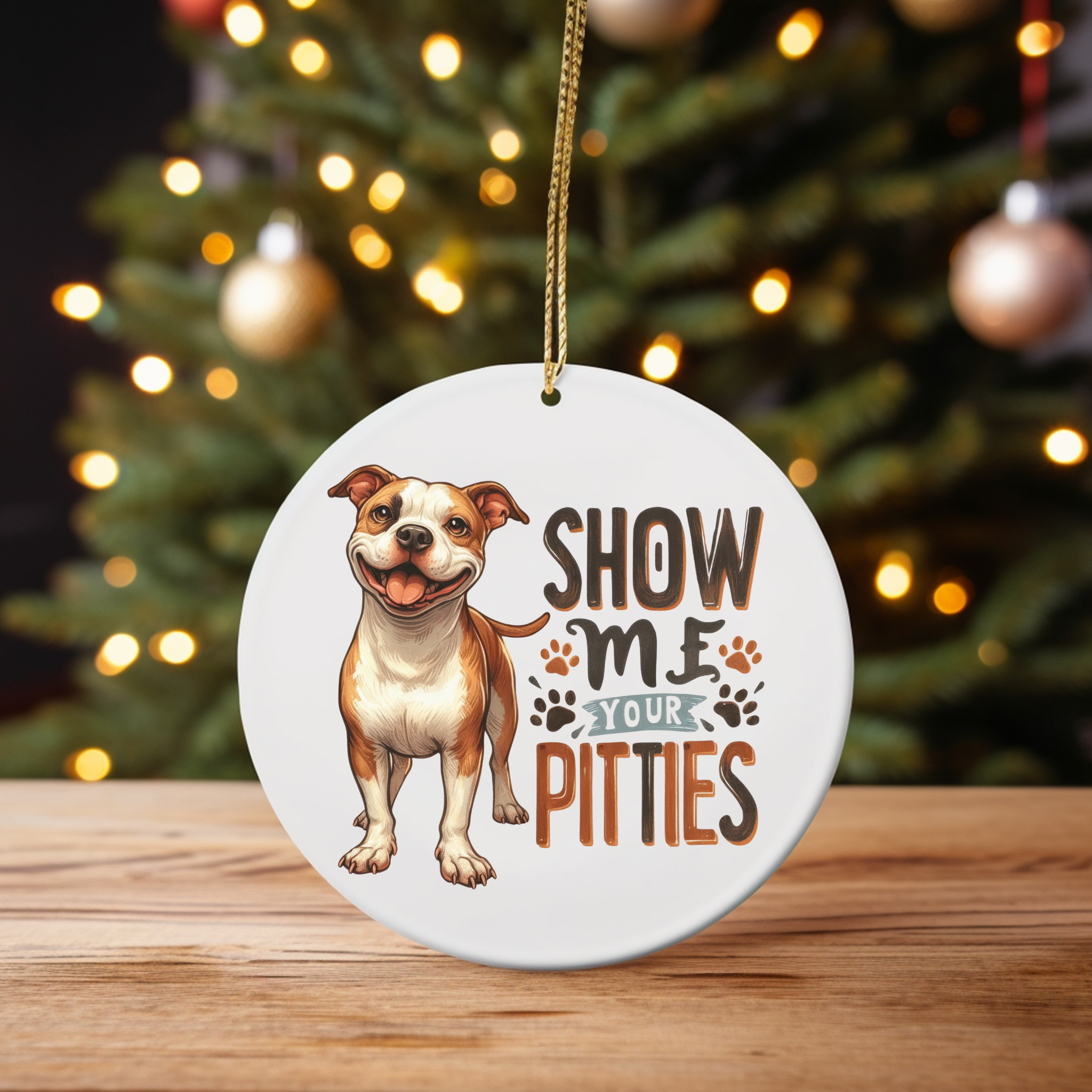 Funny "Show Me Your Pitties" Pitbull Ornament - Perfect Gift for Dog Lovers product thumbnail image Funny "Show Me Your Pitties" Pitbull Ornament - Perfect Gift for Dog Lovers product thumbnail image