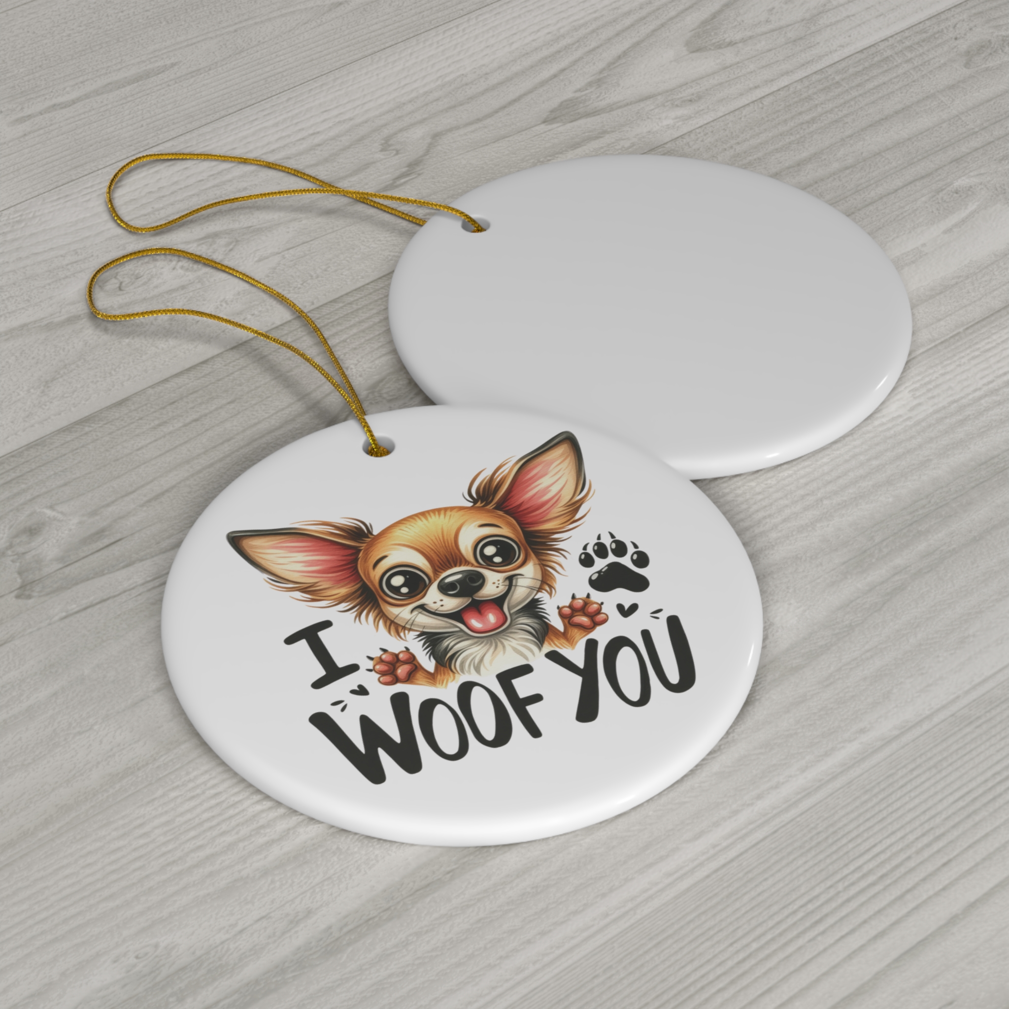 Cute "I Woof You" Chihuahua Ornament - Adorable Gift for Dog Lovers product thumbnail image Cute "I Woof You" Chihuahua Ornament - Adorable Gift for Dog Lovers product thumbnail image