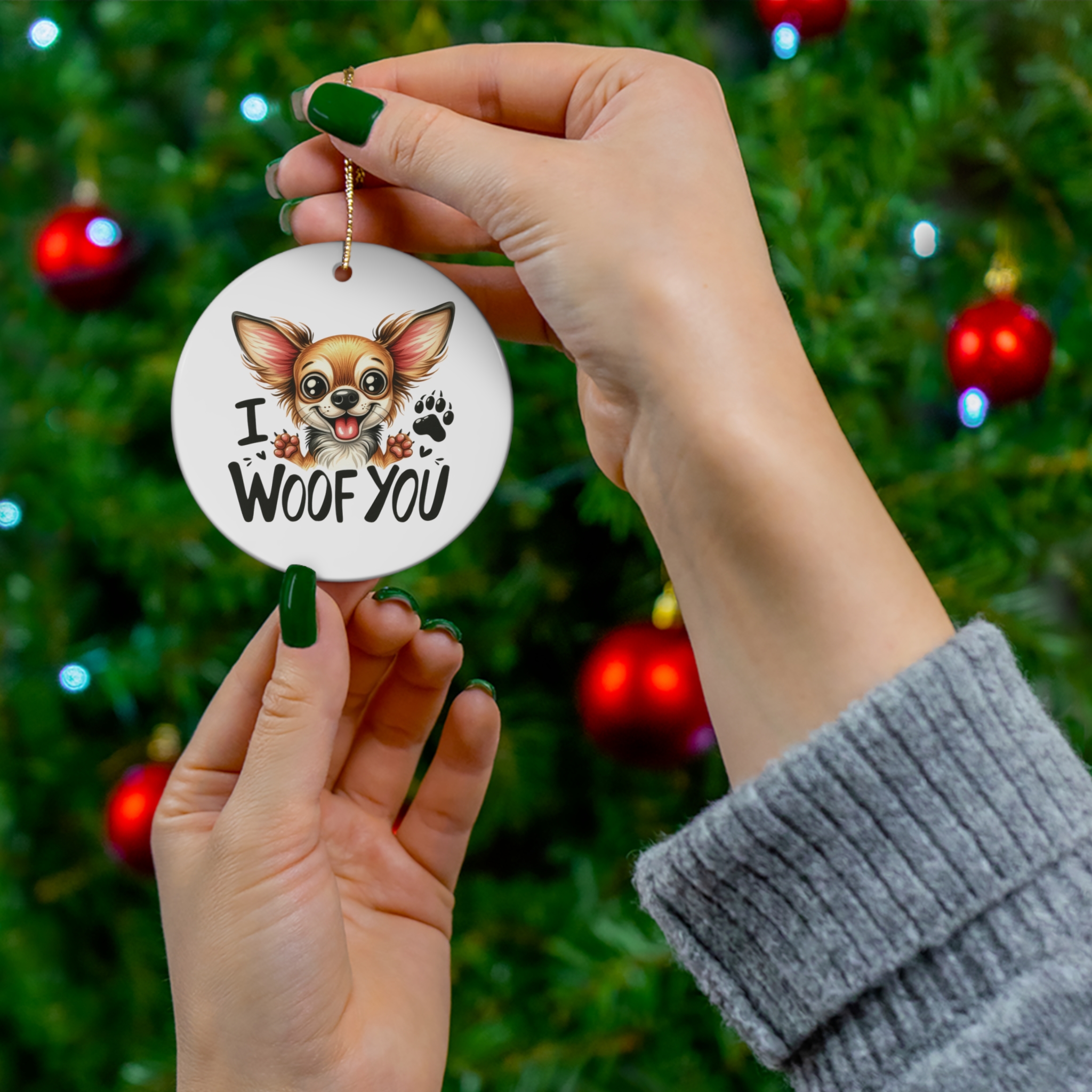 Cute "I Woof You" Chihuahua Ornament - Adorable Gift for Dog Lovers product thumbnail image Cute "I Woof You" Chihuahua Ornament - Adorable Gift for Dog Lovers product thumbnail image