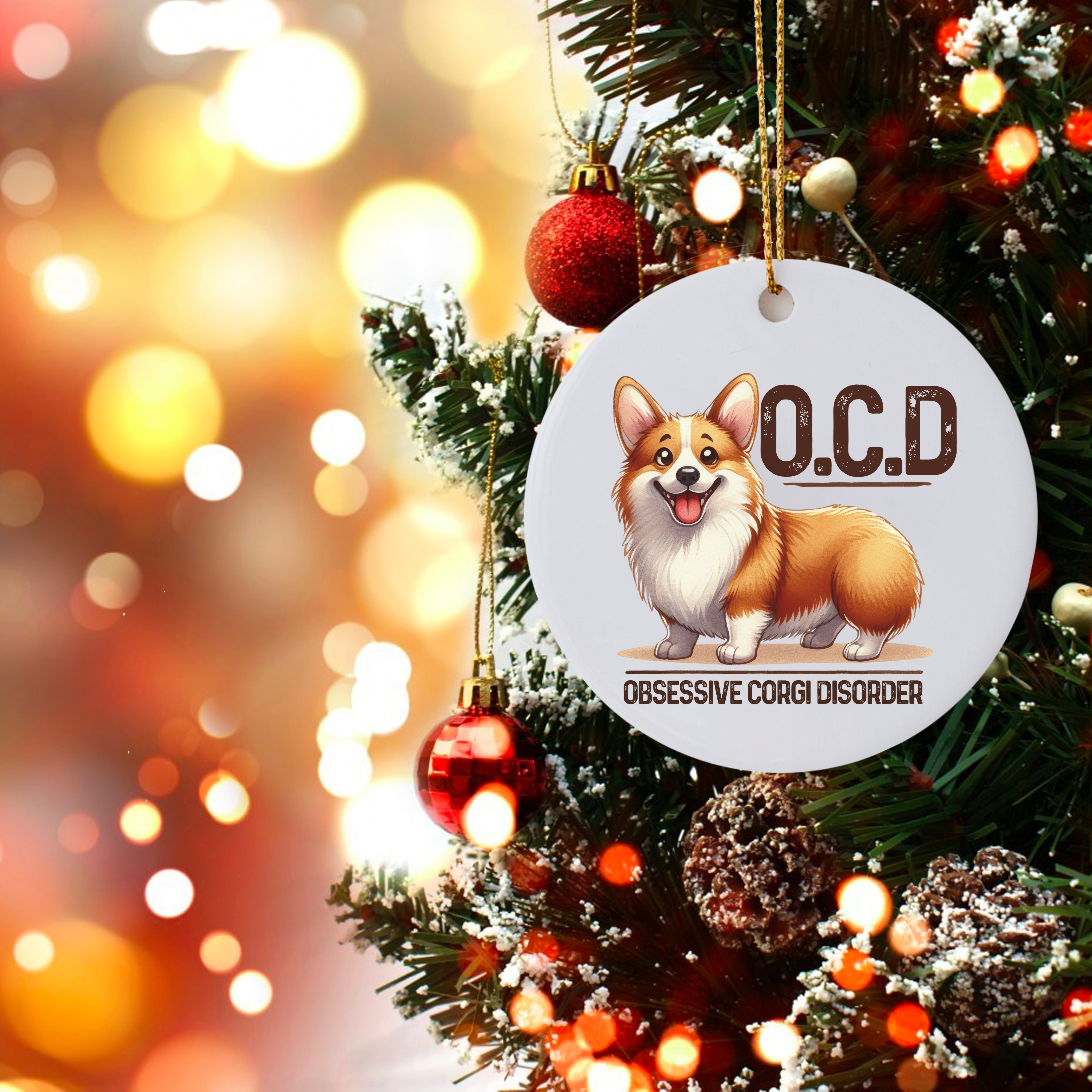 "OCD - Obsessive Corgi Disorder" Ornament - Fun Gift for Corgi Lovers product thumbnail image "OCD - Obsessive Corgi Disorder" Ornament - Fun Gift for Corgi Lovers product thumbnail image