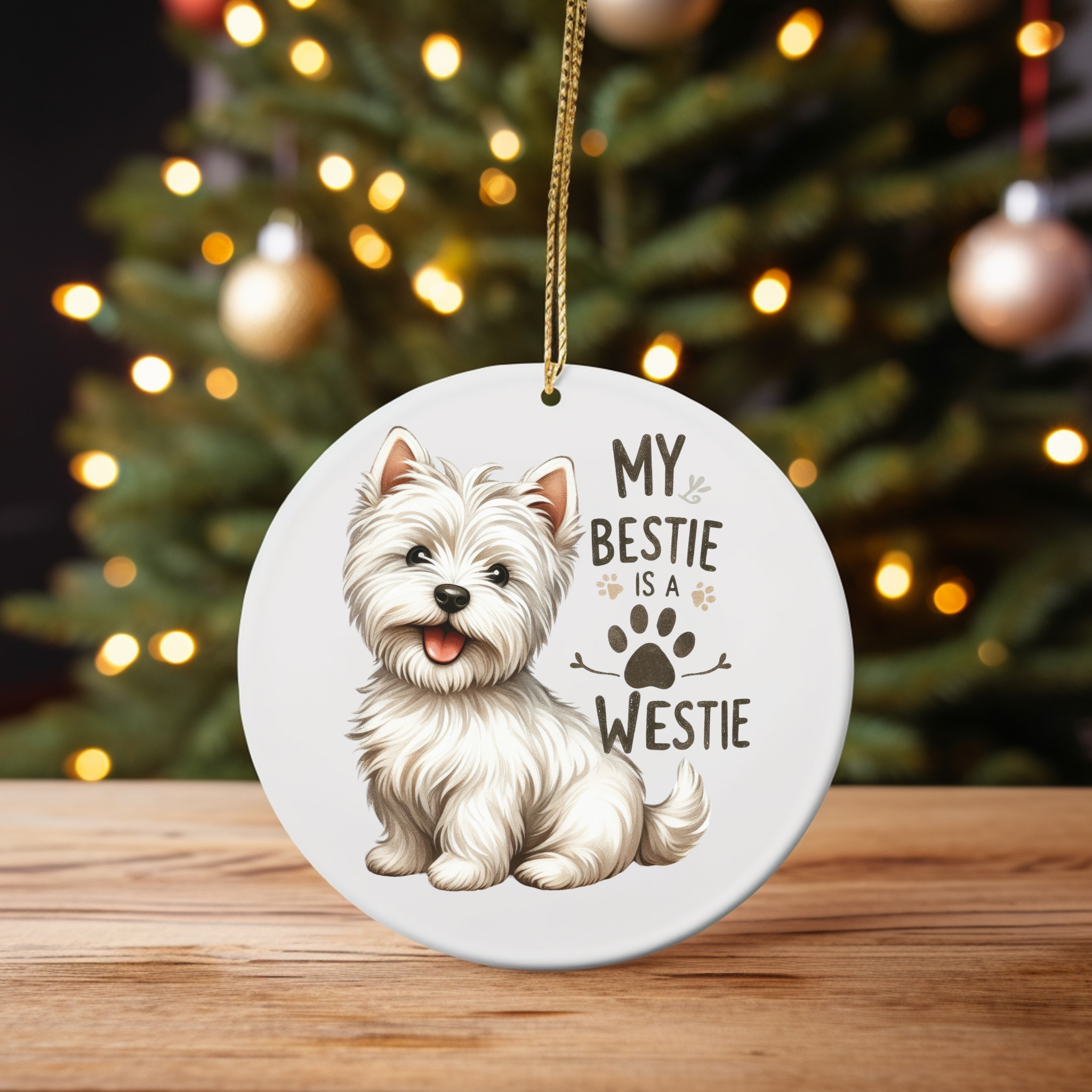 My Bestie is a Westie Ornament - West Highland White Terrier Christmas Ornament product thumbnail image My Bestie is a Westie Ornament - West Highland White Terrier Christmas Ornament product thumbnail image