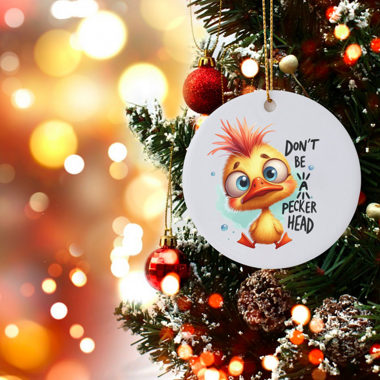 Don't Be a Peckerhead - Cute Duck Christmas Ornament product thumbnail image