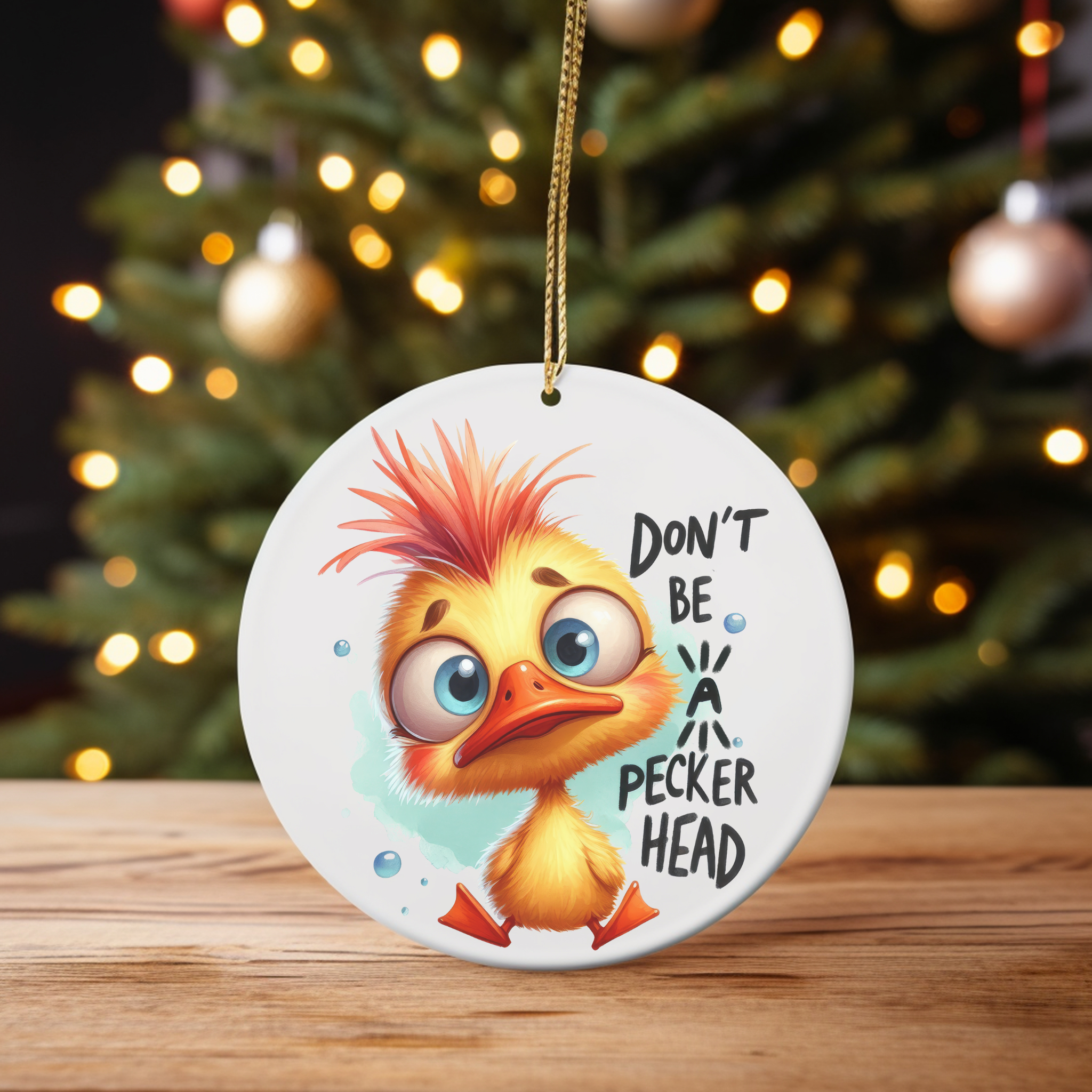 Don't Be a Peckerhead - Cute Duck Christmas Ornament product thumbnail image