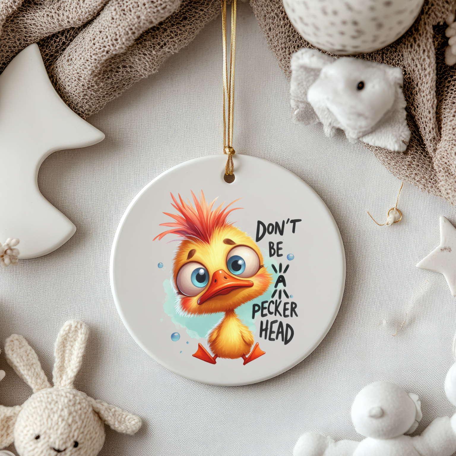 Don't Be a Peckerhead - Cute Duck Christmas Ornament product thumbnail image