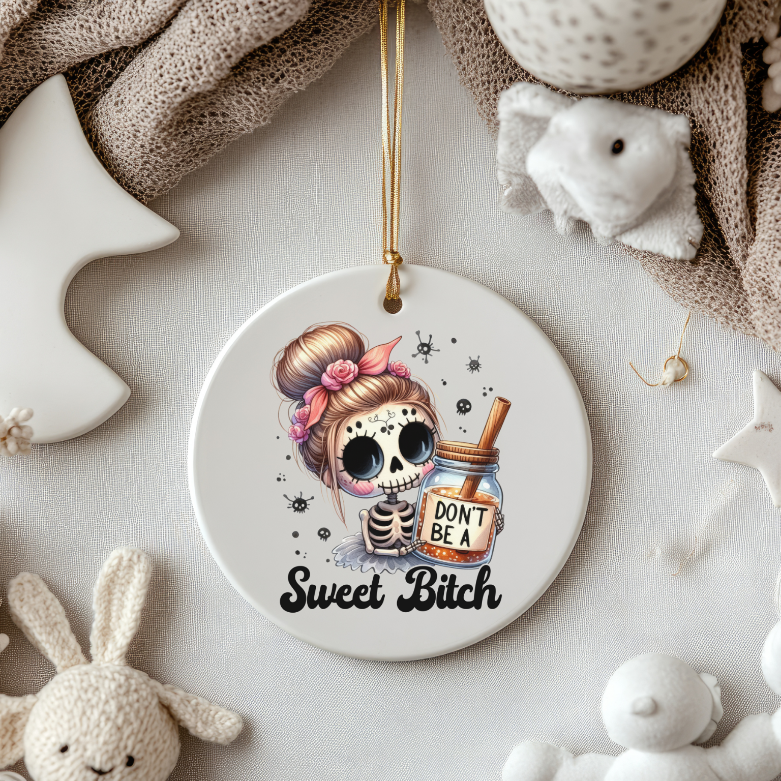 Don’t Be a Sweet Bitch - Sugar Skull Skeleton Girl Christmas Ornament product thumbnail image Don’t Be a Sweet Bitch - Sugar Skull Skeleton Girl Christmas Ornament product thumbnail image