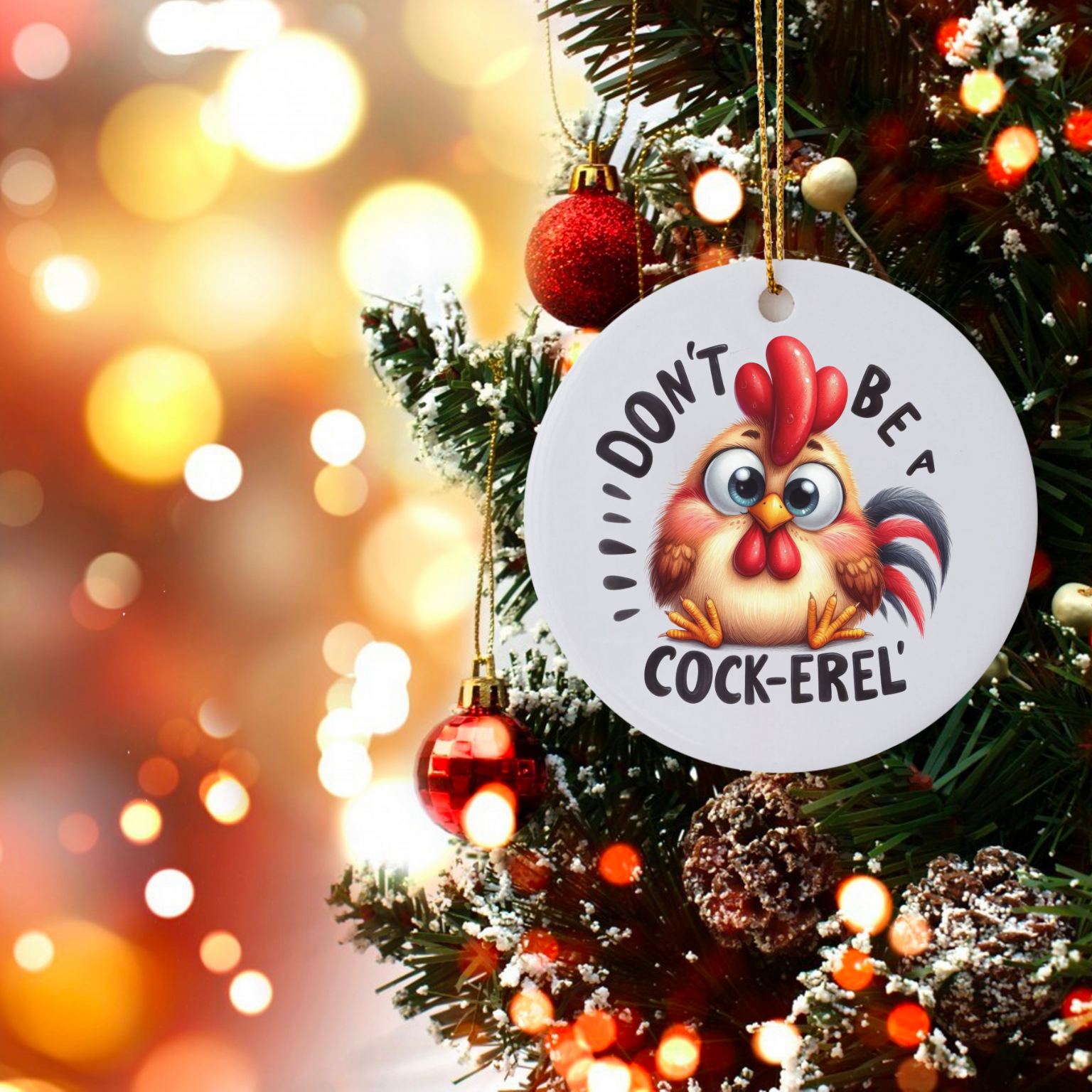 Don't Be a Cock-erel - Chicken Christmas Ornament product thumbnail image