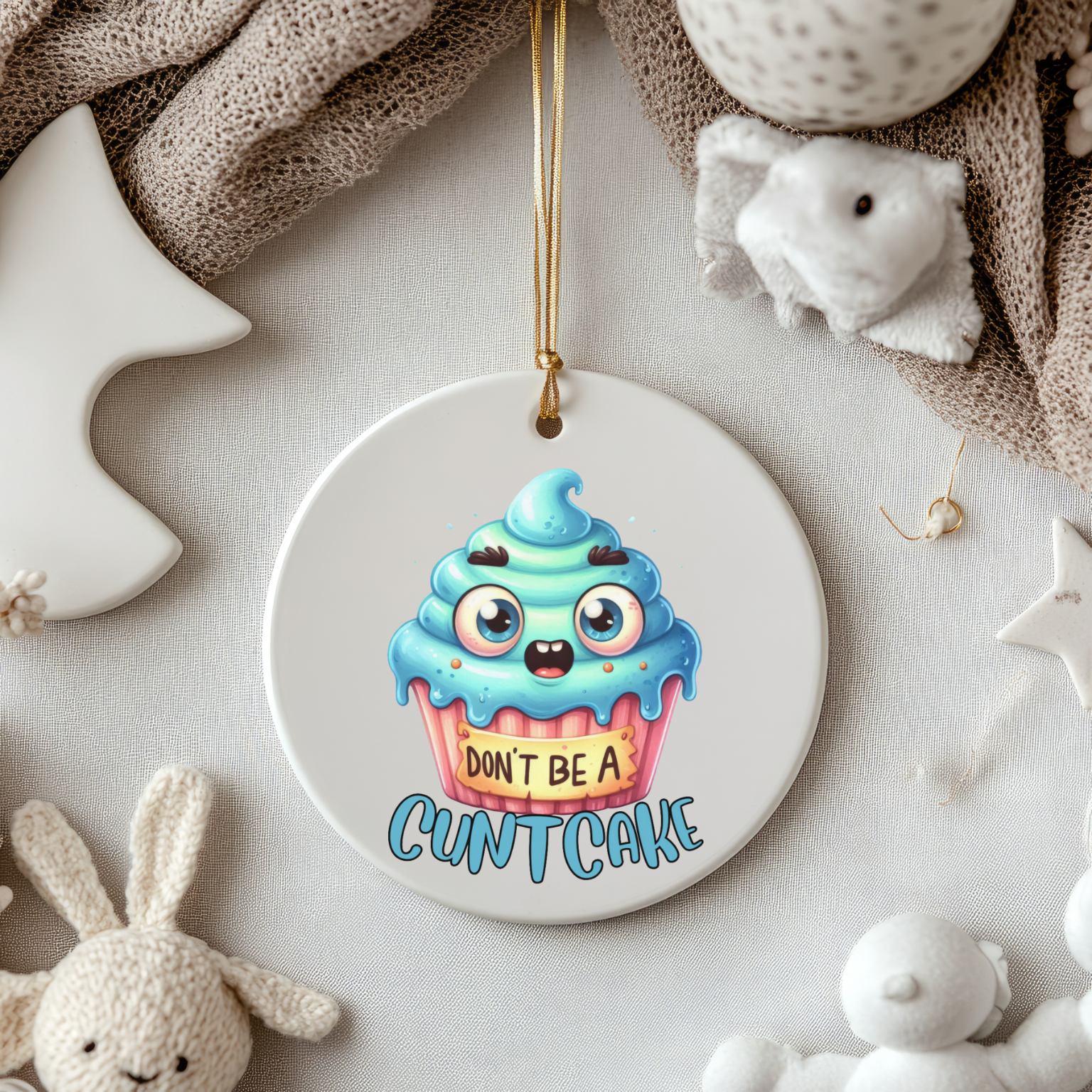 Don't Be a Cuntcake - Kawaii Cupcake Christmas Ornament product thumbnail image Don't Be a Cuntcake - Kawaii Cupcake Christmas Ornament product thumbnail image