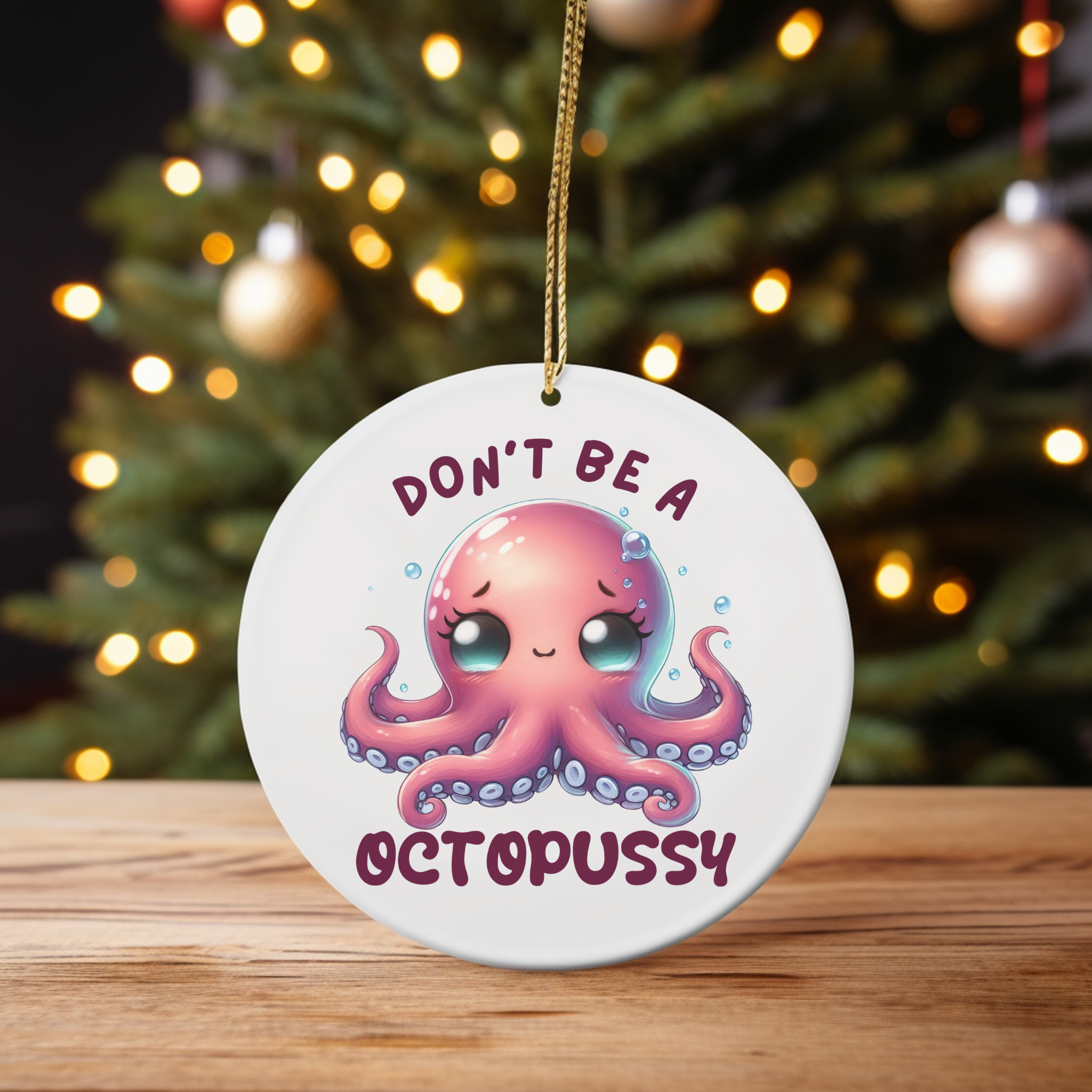 Don’t Be an Octopussy - Cute Cartoon Octopus Christmas Ornament  product thumbnail image