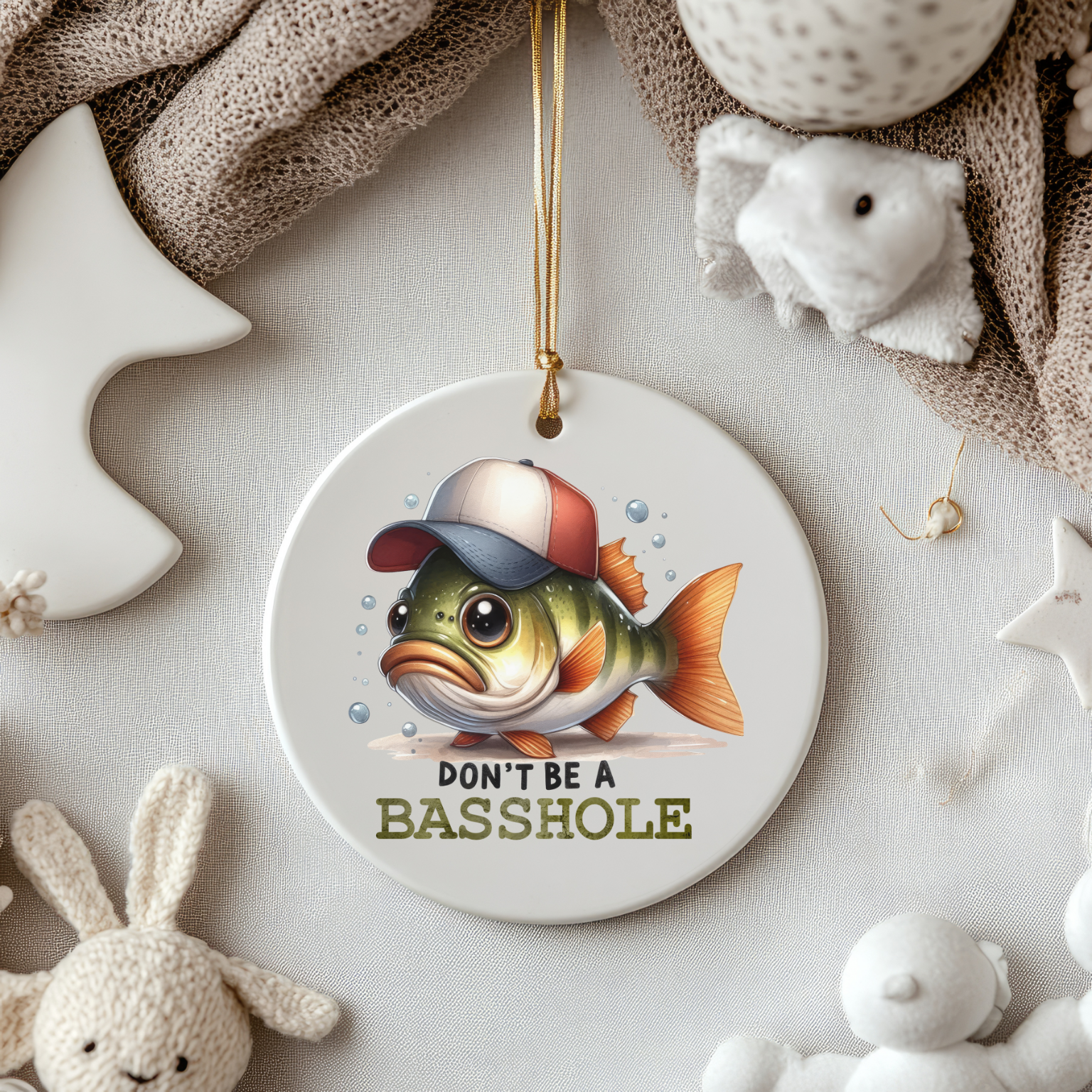 Don't Be a Basshole - Fish Christmas Ornament product thumbnail image
