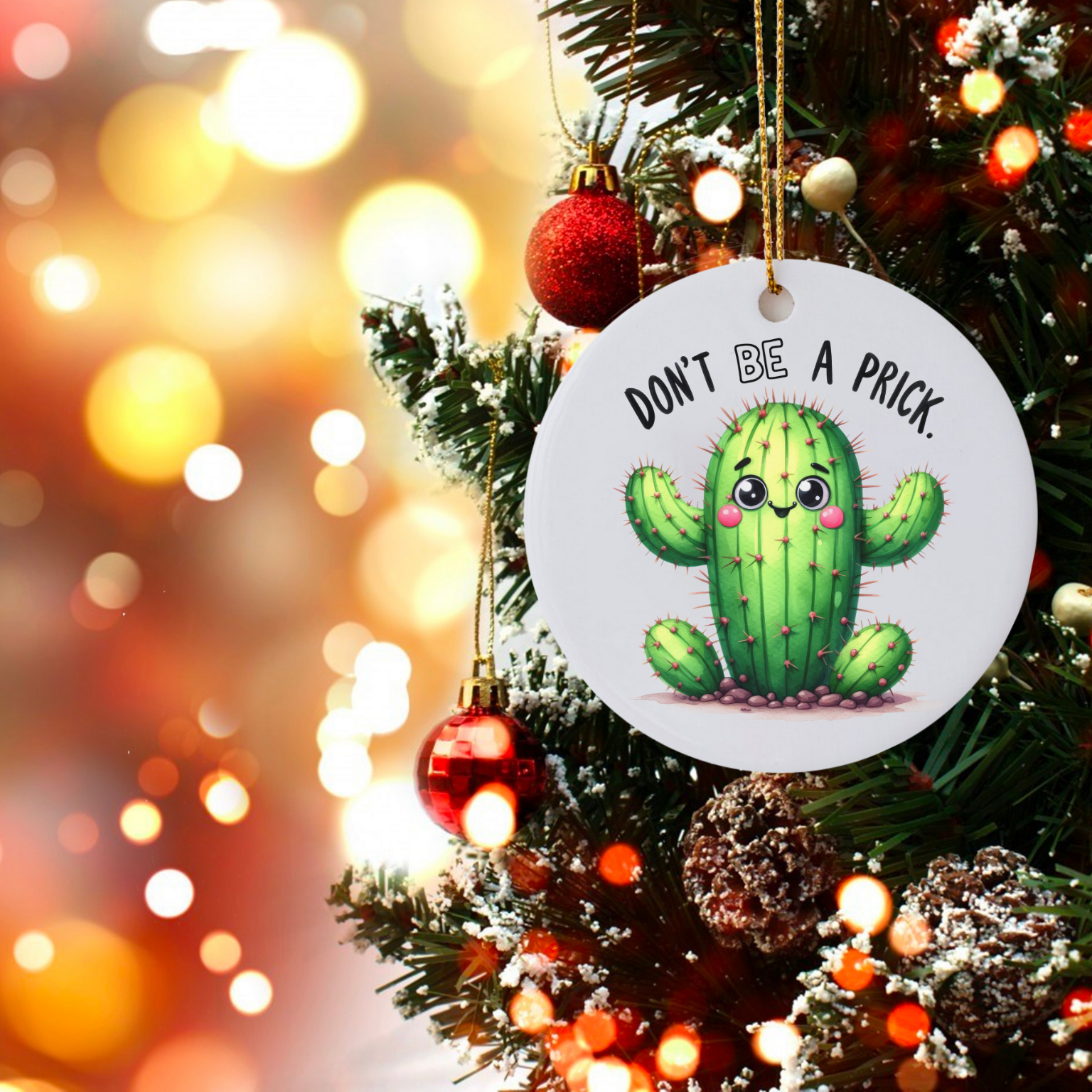 Don't Be a Prick - Cactus Christmas Ornament product thumbnail image Don't Be a Prick - Cactus Christmas Ornament product thumbnail image