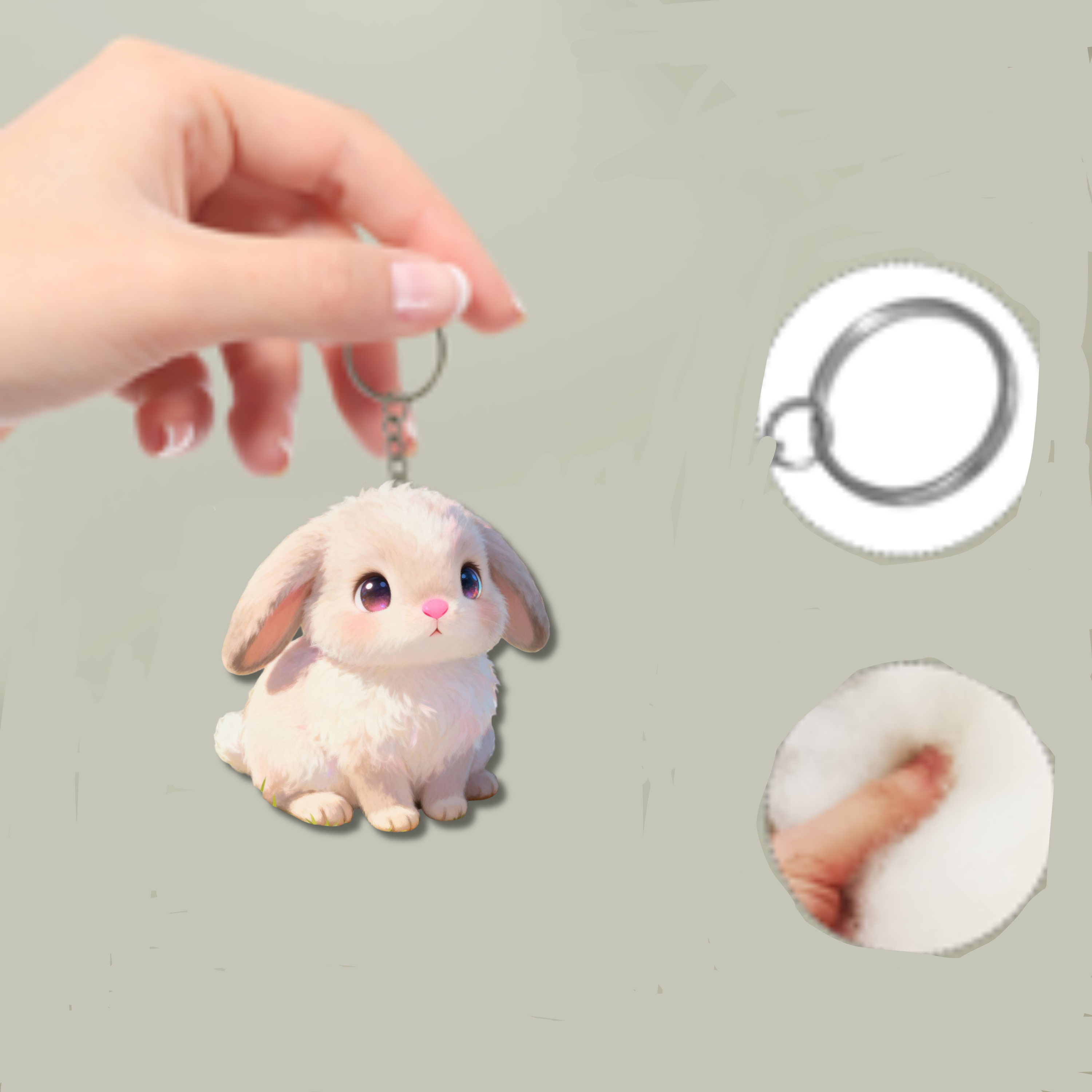 Cute Bunny Mini Plush Keychain, Custom Keychain, Easter Gift, Stuffed Animal Keychain, Child's Birthday Party Favor, Animal Keyring product thumbnail image